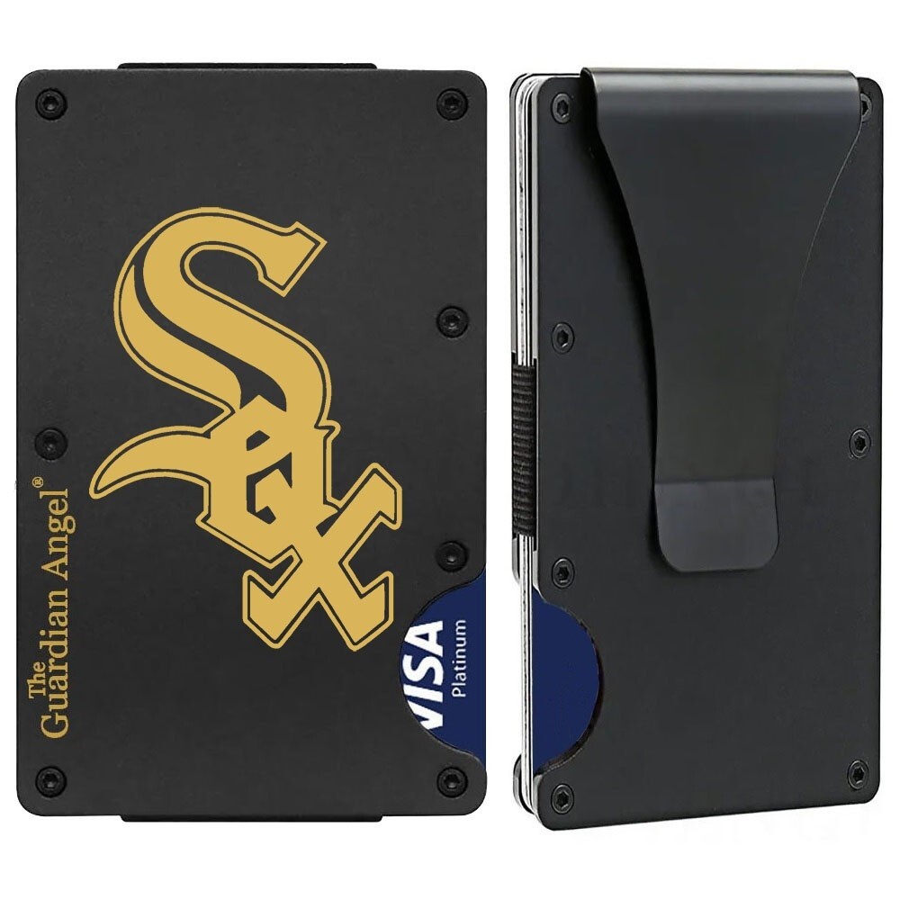 Chicago White Sox Engraved Titanium Carbon Fiber Black RFID Blocking Wallet D7