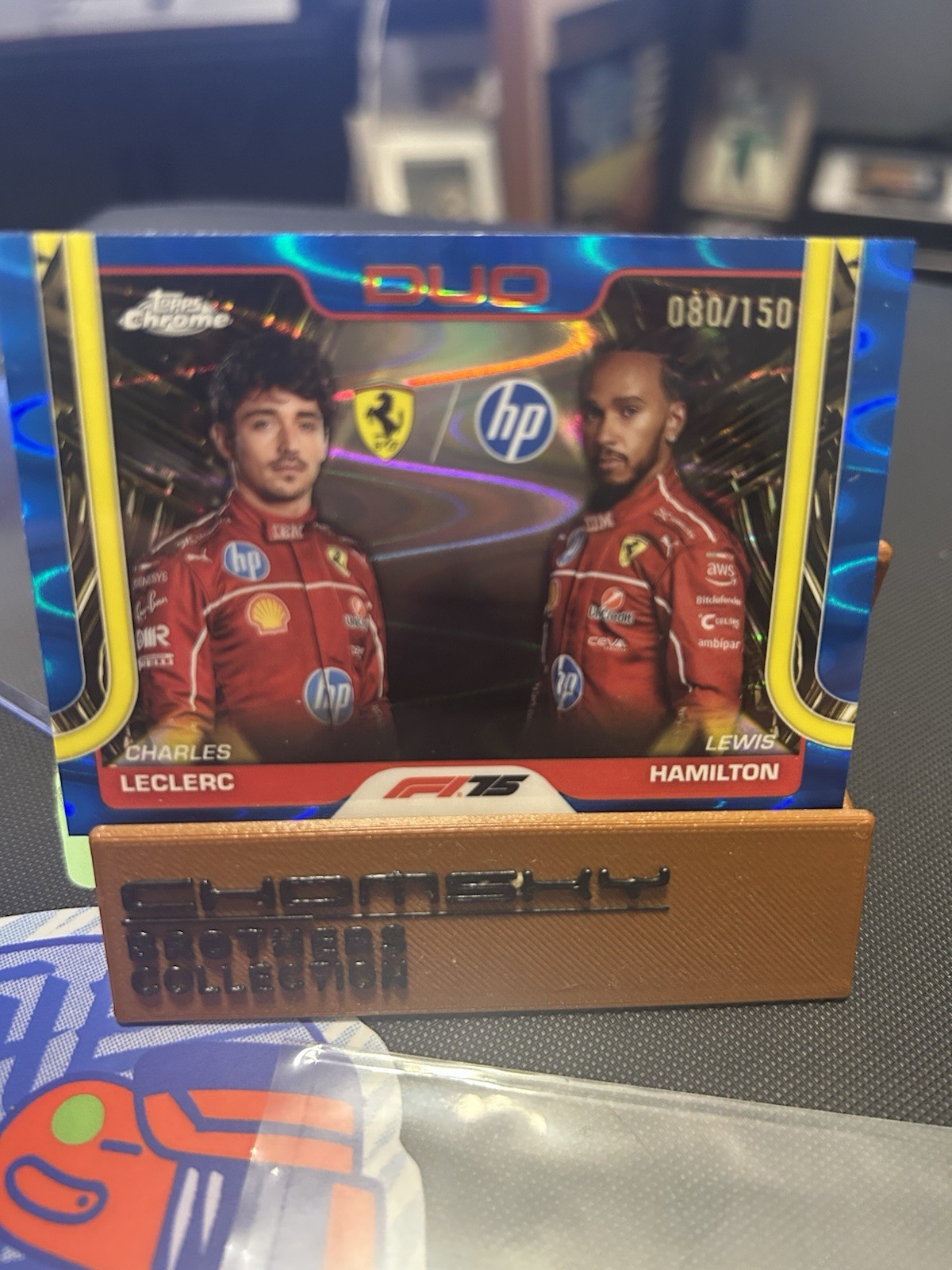 2025 Topps Chrome F1 Ferrari Duo Blue Raywave 080/150 #165