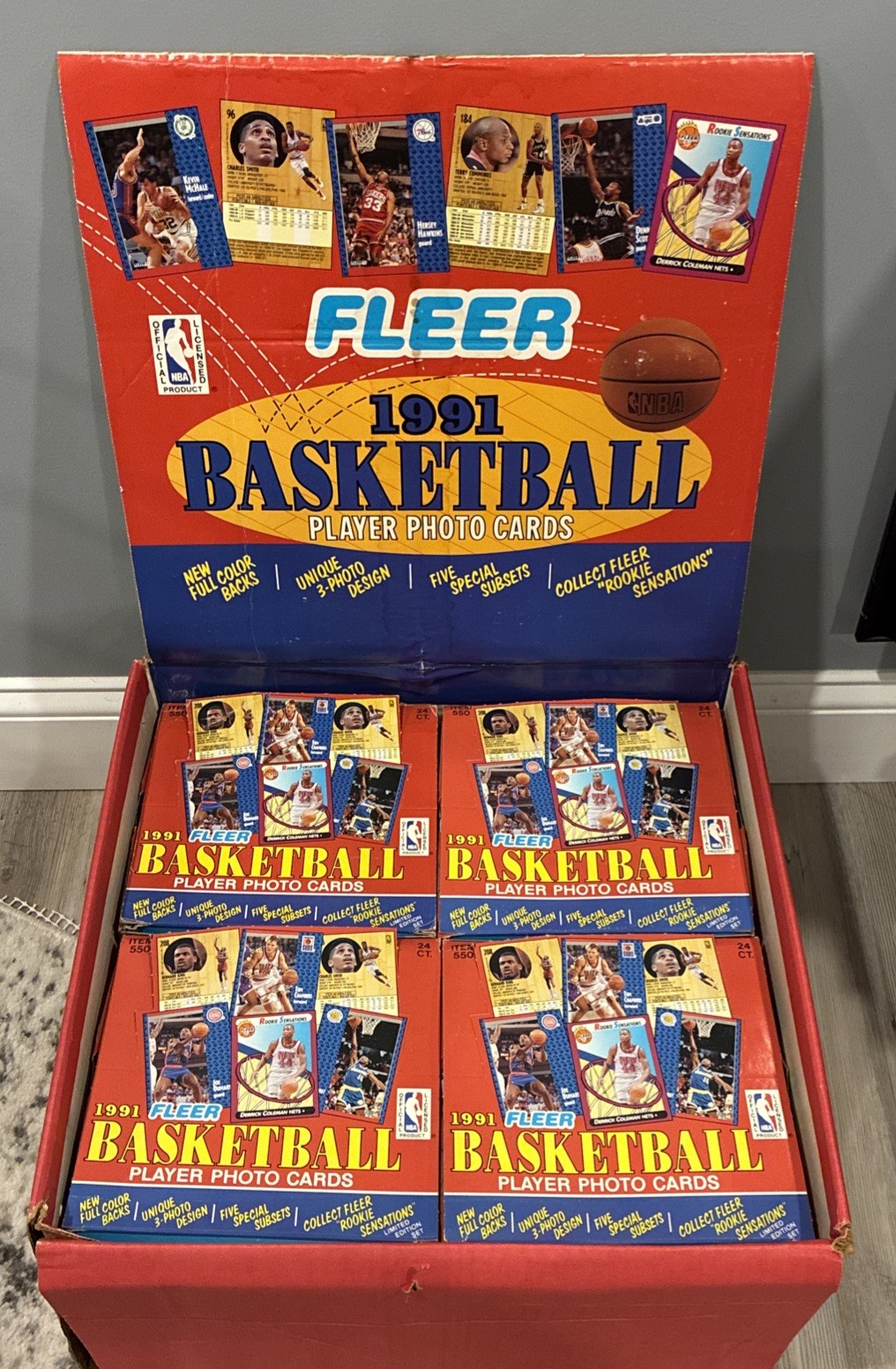 1991-92 FLEER BASKETBAL JUMBO CELLO BOX 24 PACKS OF 53 CARDS Michael Jordan