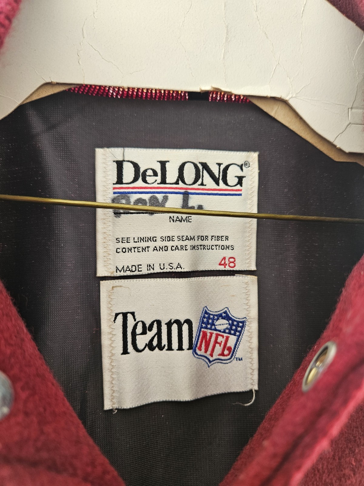 Vtg DeLONG Washington Redskins Varsity Jacket 48 Wool Leather Super Bowl *damage