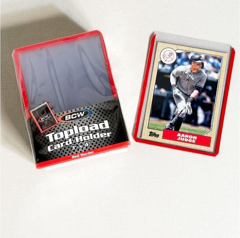 100 RED – Standard 3×4 BCW Topload – Card Holder / Toploader – 4 Packs of 25