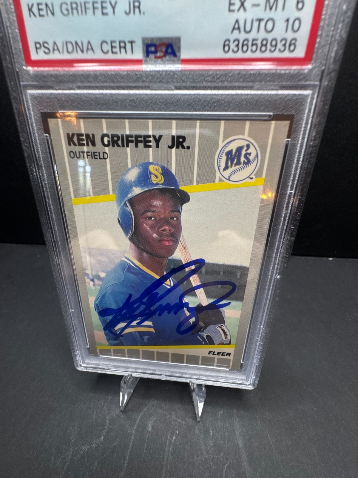 1989 Fleer #548 Ken Griffey Jr RC Rookie PSA 6 10 Auto PSA/DNA Auto Mariners