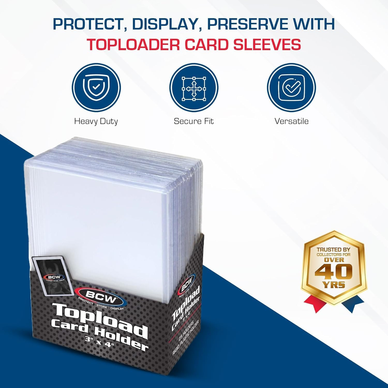 3×4 Topload Card Holder – Standard – 100ct | Rigid PVC Trading Card Protection f