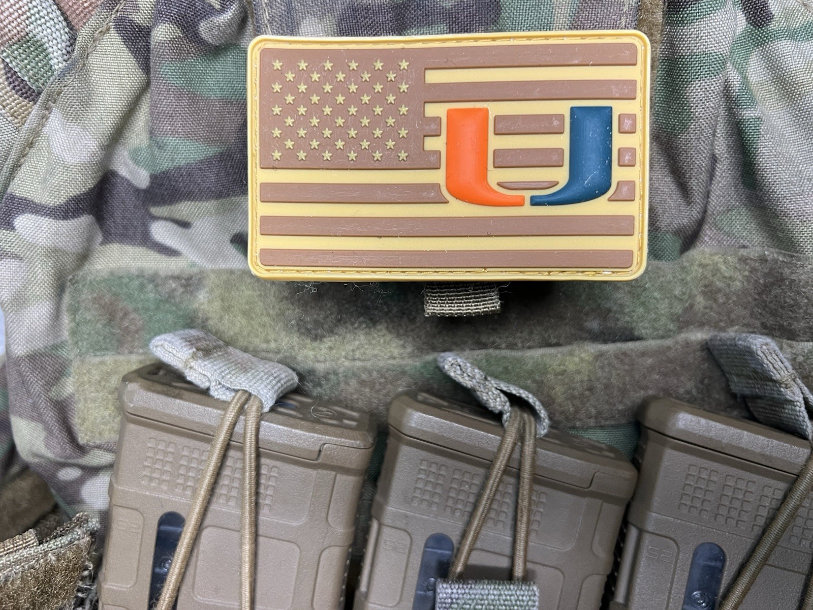Military American Flag Miami Hurricanes Collage football PVC Patch Vlcr NCAA