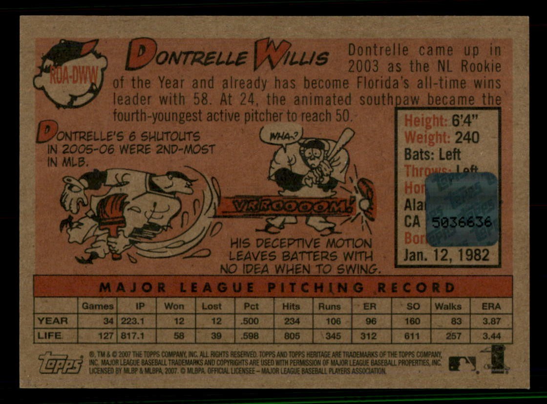 2007 Topps Heritage – Dontrelle Willis #ROA-DWW Auto