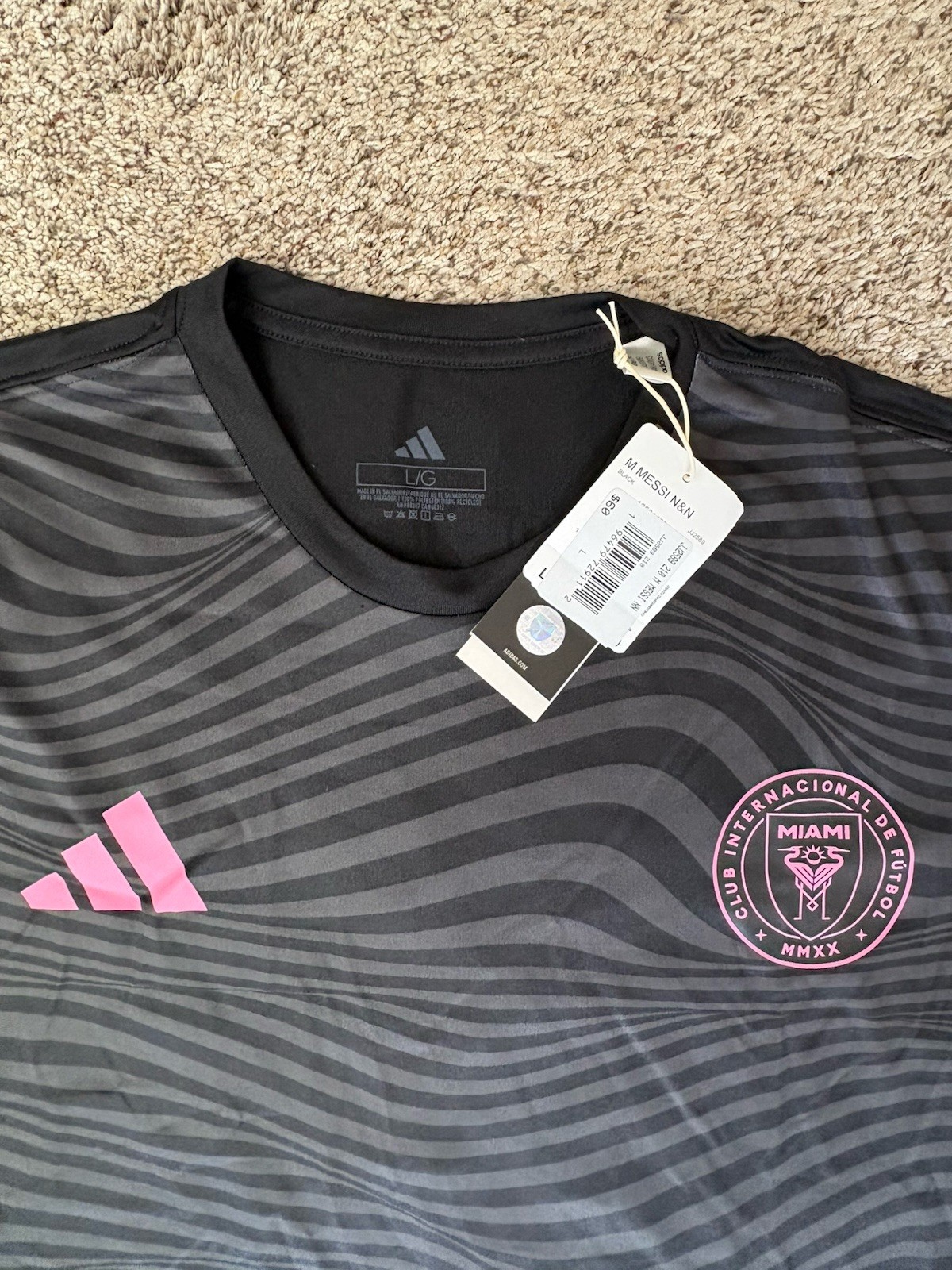 New Adidas Lionel Messi Inter Miami CF #10 Men’s Jersey Black LARGE MSRP $60