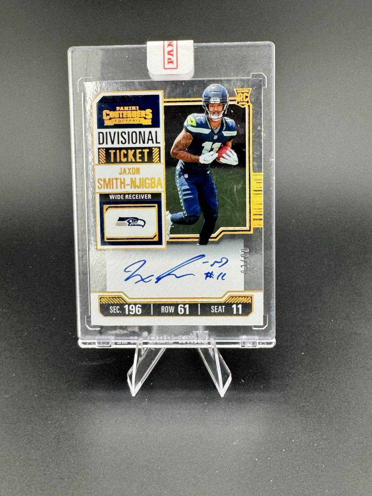 Jaxon Smith-Njigba Seahawks Divisional Ticket RC Auto #117 Panini 2023 1/99