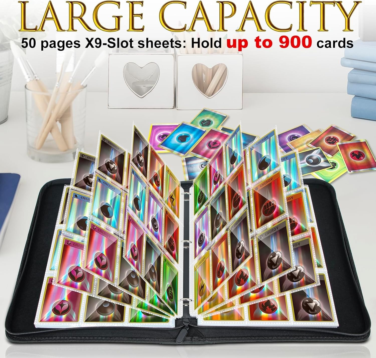 Toploader Binder, Holds 900Toploaders, 9 Pockets, Top Loader Binder for Cards S