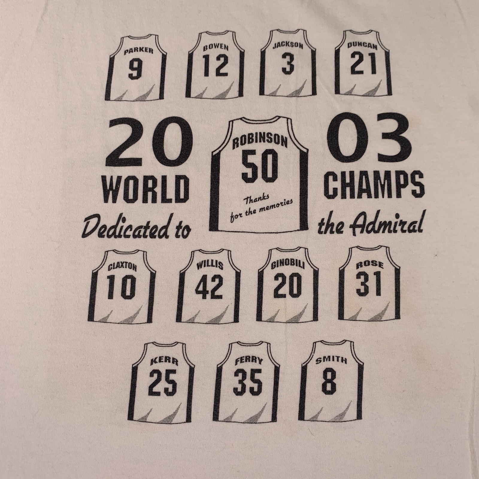 Vintage San Antonio Spurs Shirt Mens 2XL White NBA Basketball David Robinson