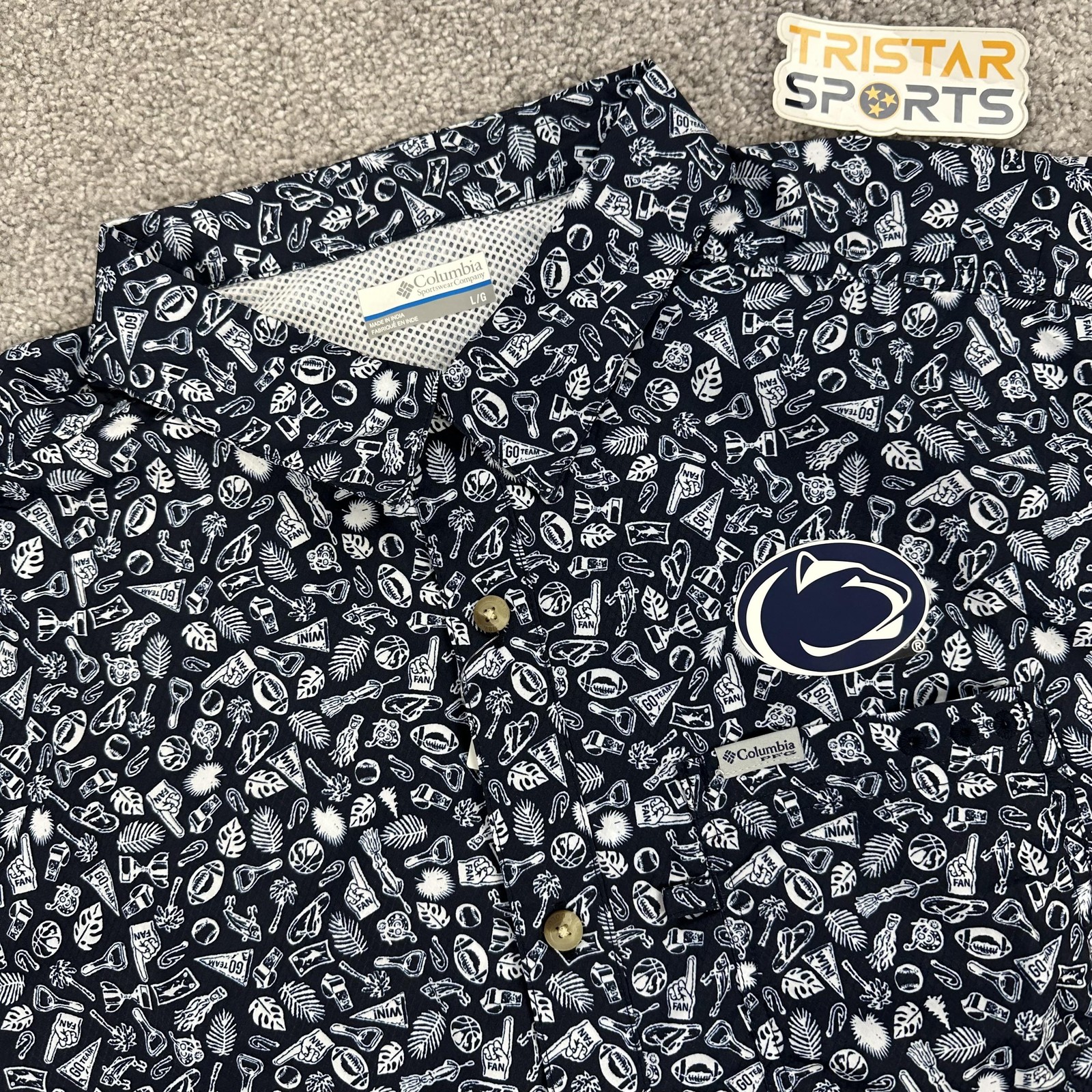 Penn State Nittany Lions Shirt Mens Large Blue NCAA Football Columbia PFG PSU