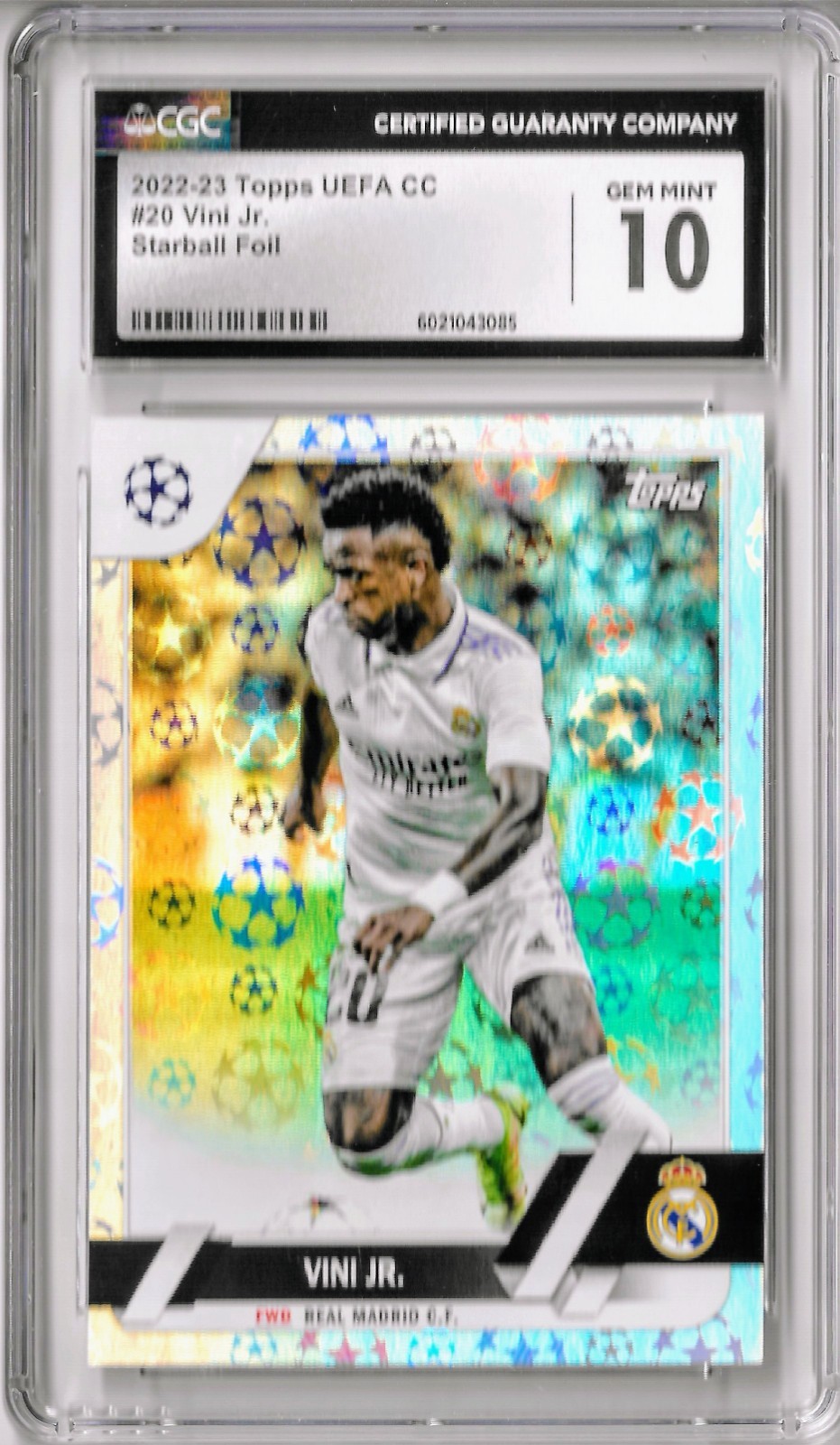 VINICIUS VINI JR GEM MT 10 Topps UEFA Starball Foil #20 Real Madrid, Brazil