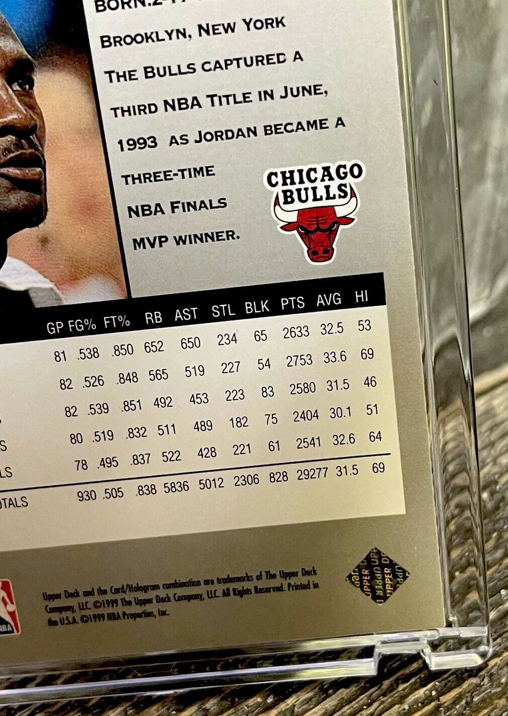 Michael Jordan Card Refractor RARE GOLD HOLO FOIL 90’s INSERT BULLS JERSEY #23