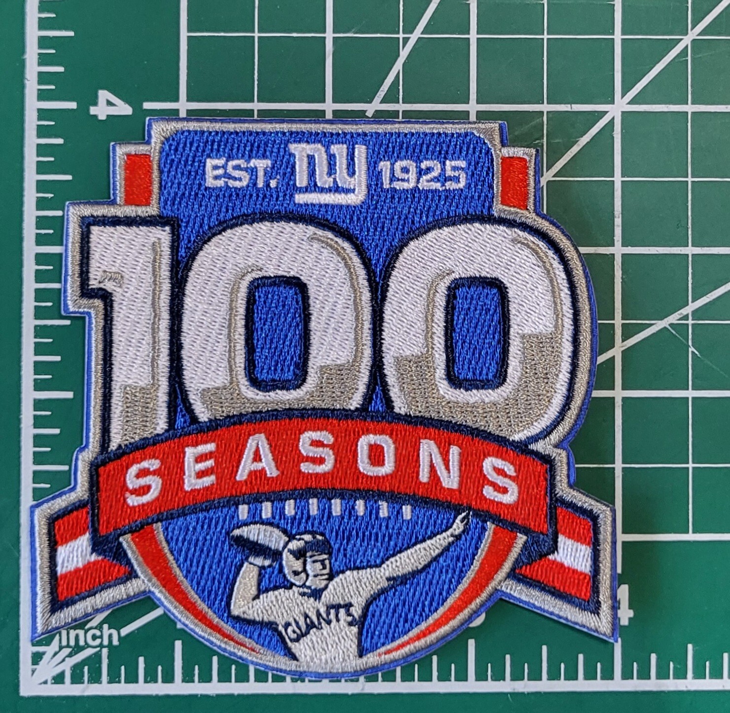 New York Giants 100 Seasons Iron On Embroidered Patch ~ Free Tracking!