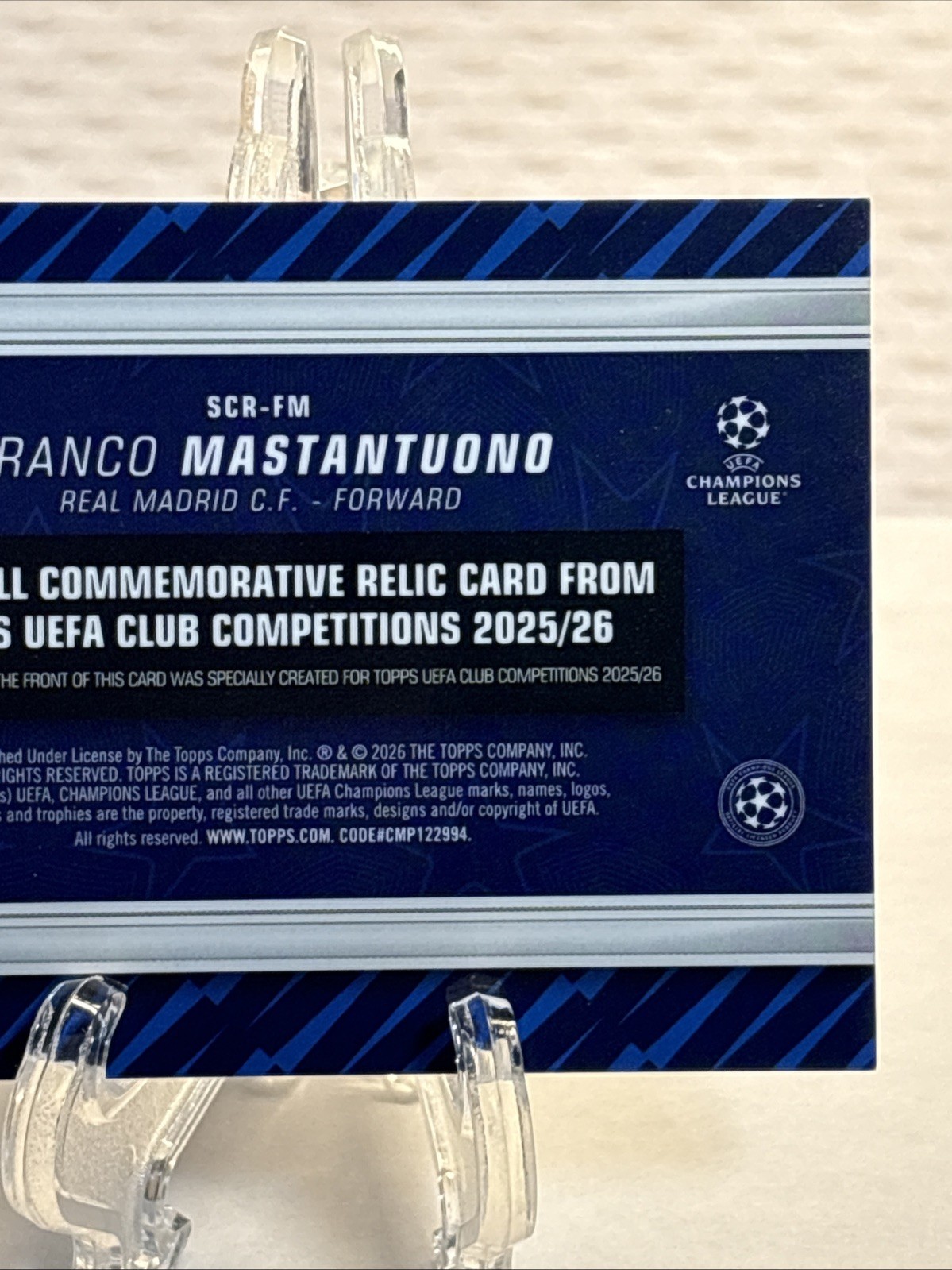 2025-26 Topps UEFA Starball Commemorative Relics Franco Mastantuono #SCR-FM