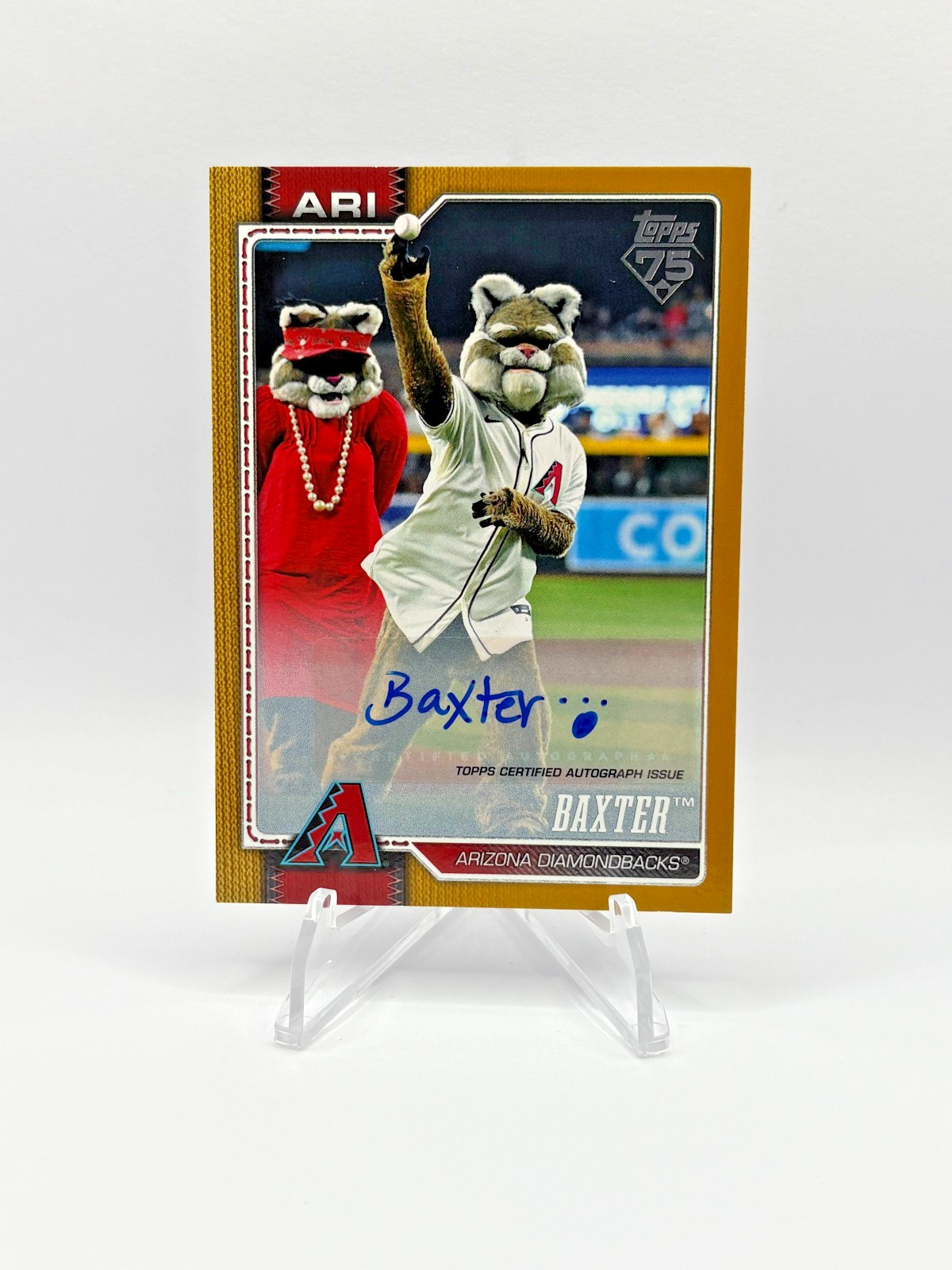 Baxter (Diamondbacks) Mascot 2026 Topps Celebration #/50 GOLD AUTO PARALLEL SP