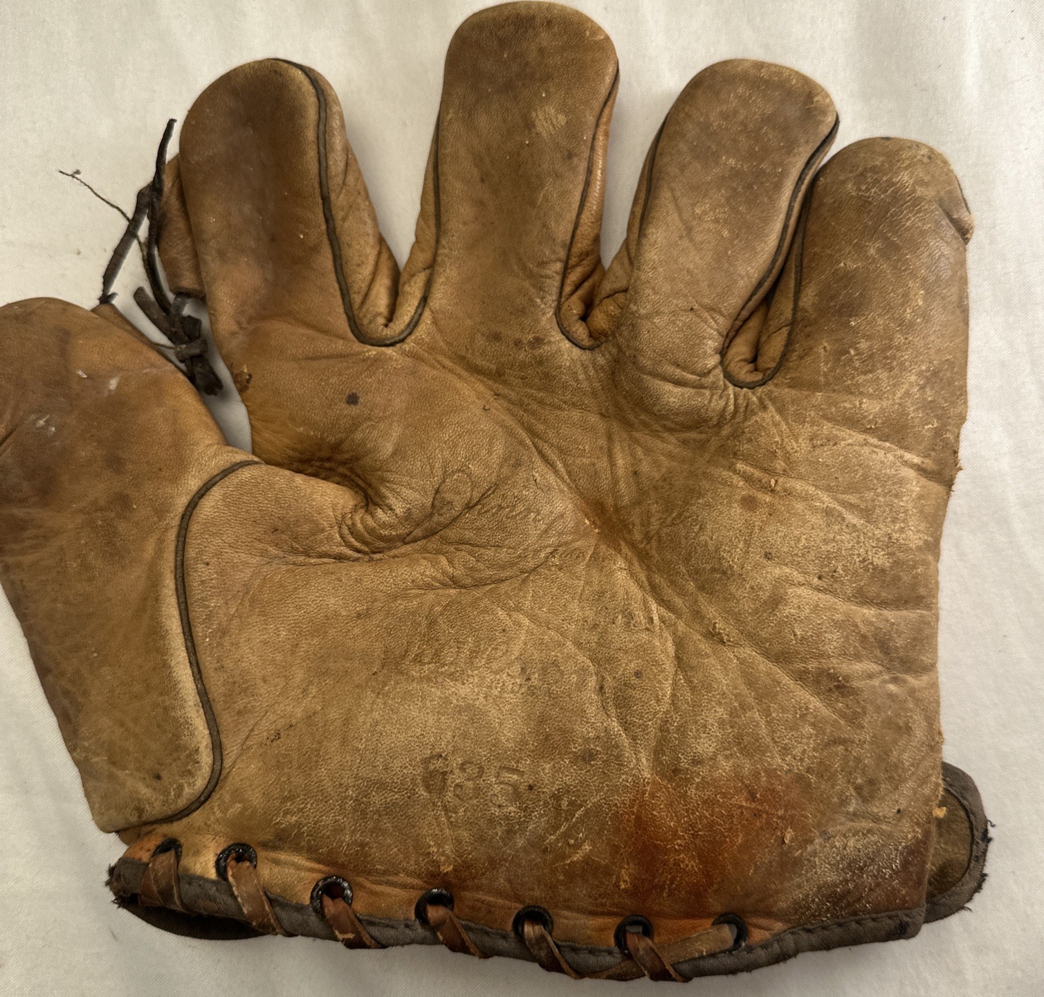 Vtg 1940s All-Star Don Johnson Wilson 635 Baseball Glove Mitt Kurv Form Finger