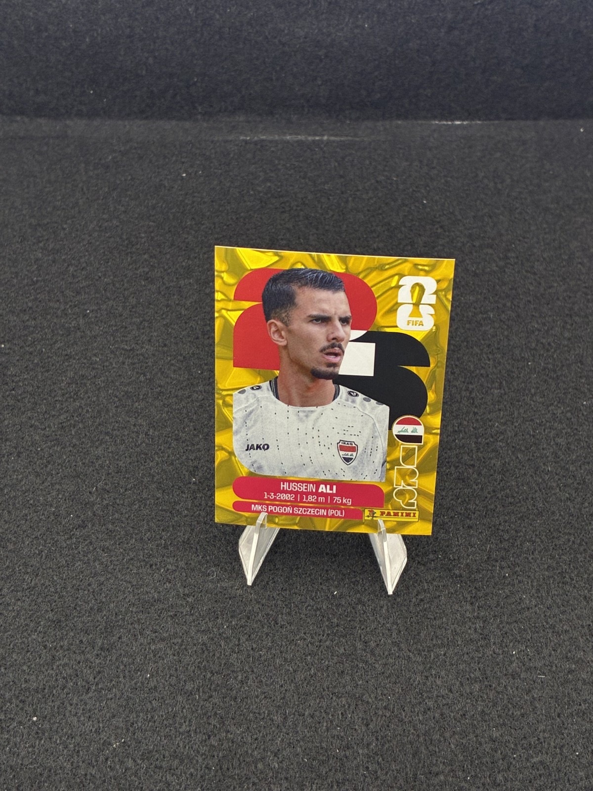 2026 Panini FIFA World Cup Hussein Ali IRQ4 Gold Crumple Sticker