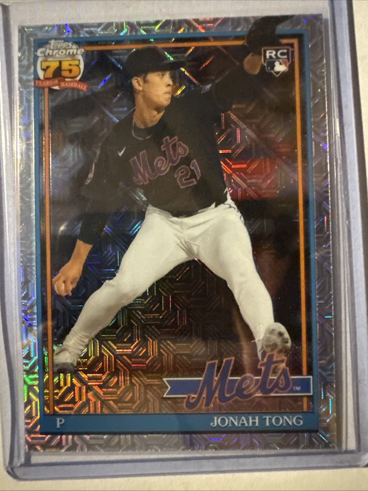 2026 Topps Series 1 Jonah Tong RC 1991 Topps Chrome Silver Pack Mojo #91C-34
