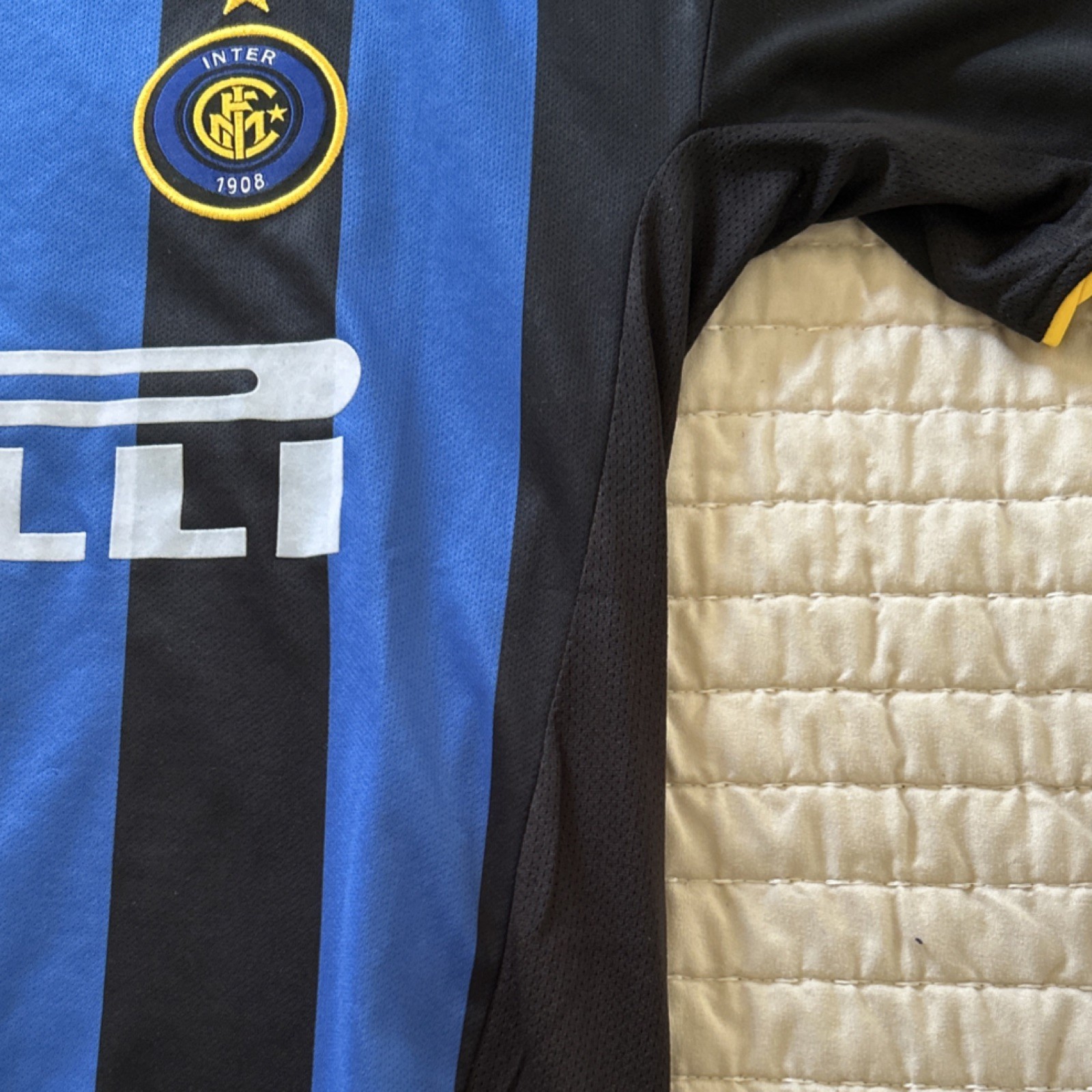 Inter Milan 2002/03 Home Jersey Replica Blue Black Pirelli Soccer Shirt Men’s M
