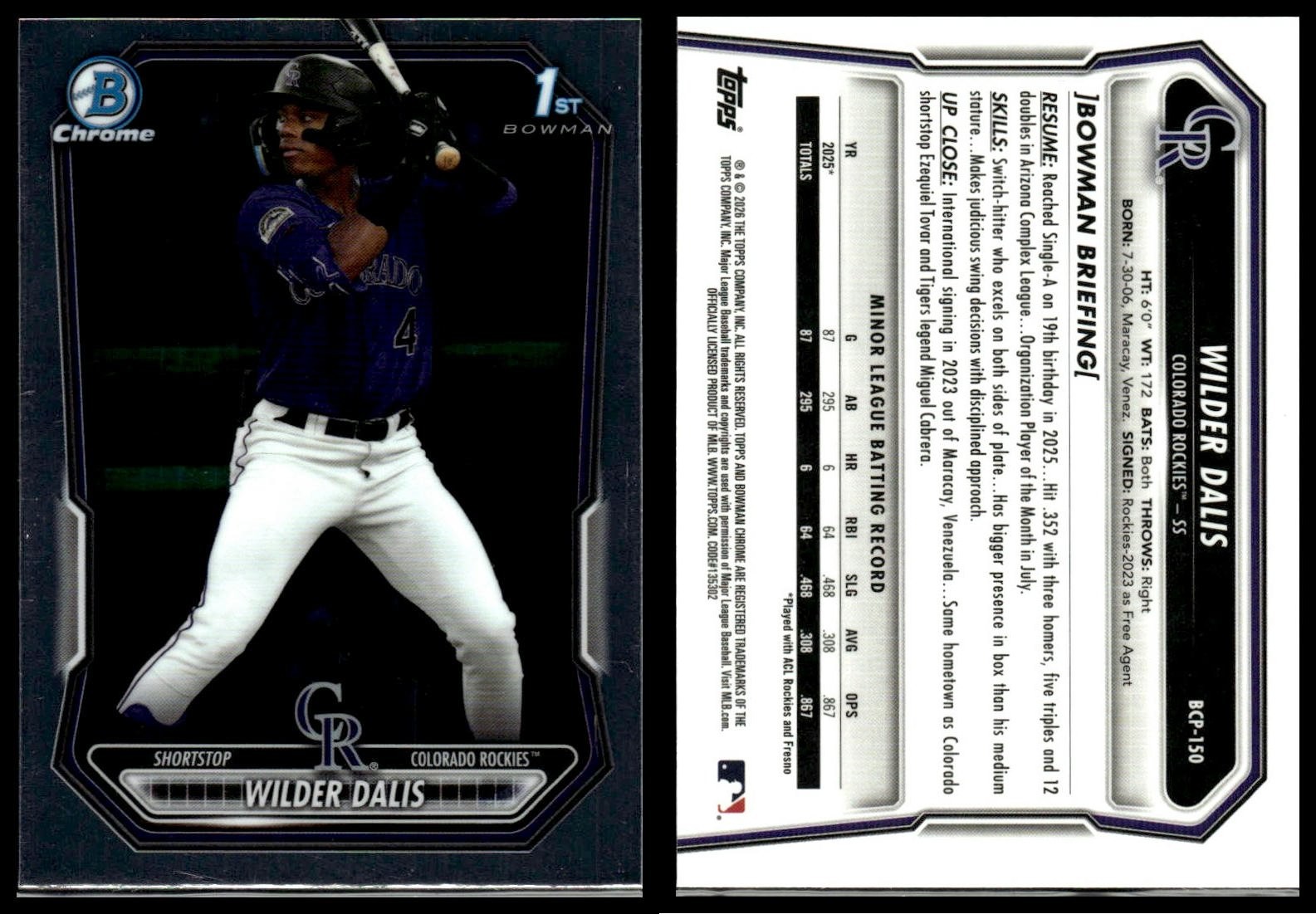 2026 BOWMAN CHROME PROSPECTS BCP-1 – BCP-150 PICK UR CARDS $2 MIN PURCHASE