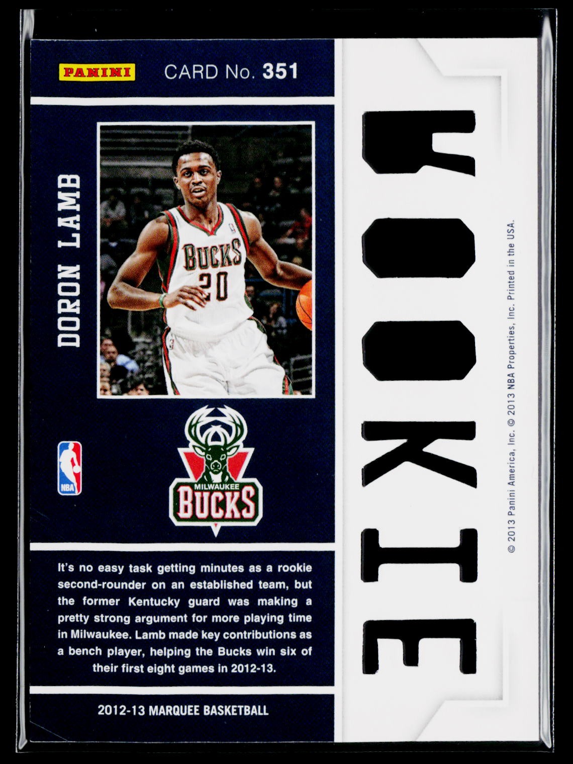 Doron Lamb 2012-13 Panini Marquee #351 Rookie Milwaukee Bucks RC
