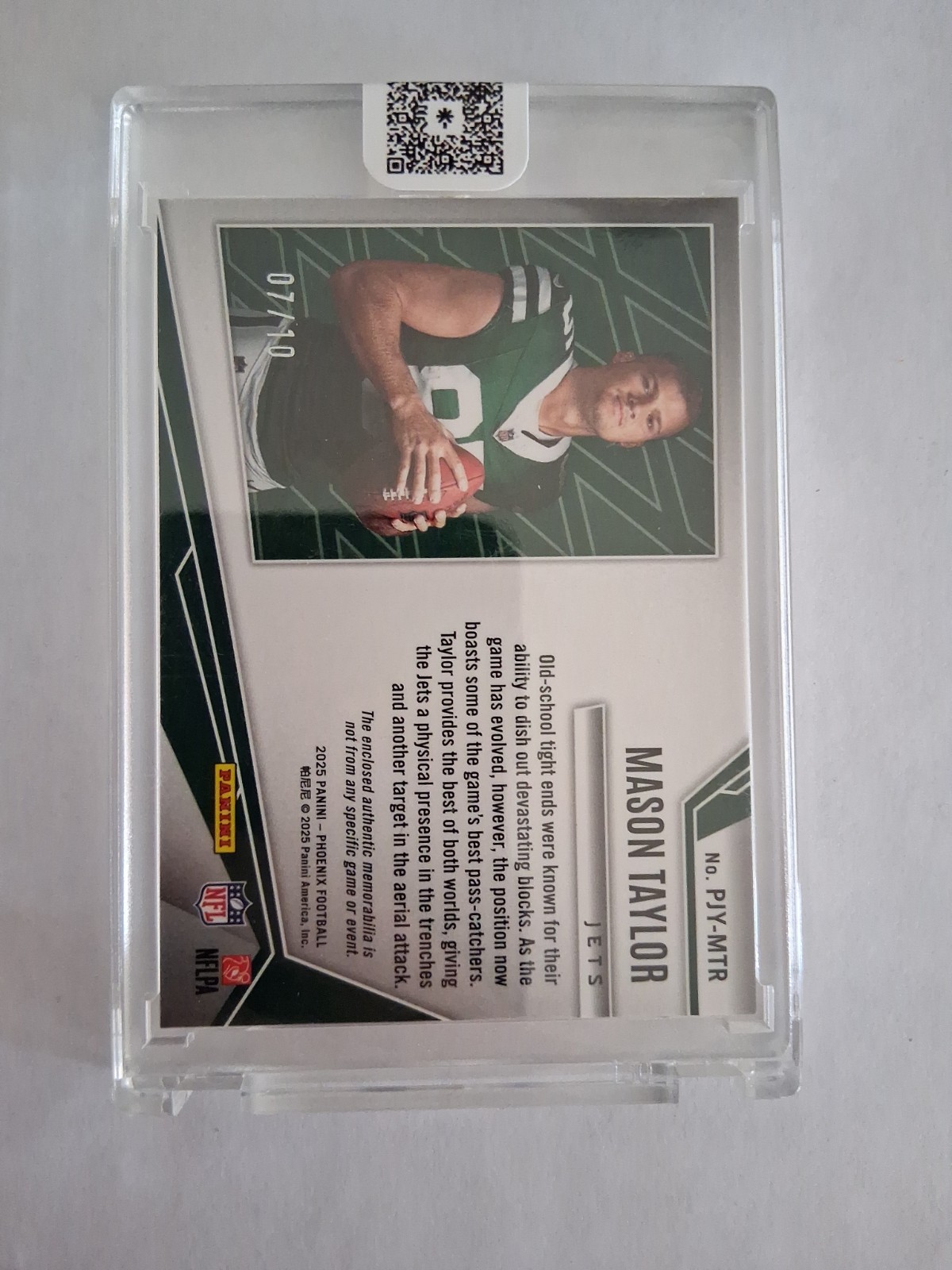 2025 Panini Phoenix – Rookie Phenom Jersey Mason Taylor #PJY-MTR /10 (MEM, RC)