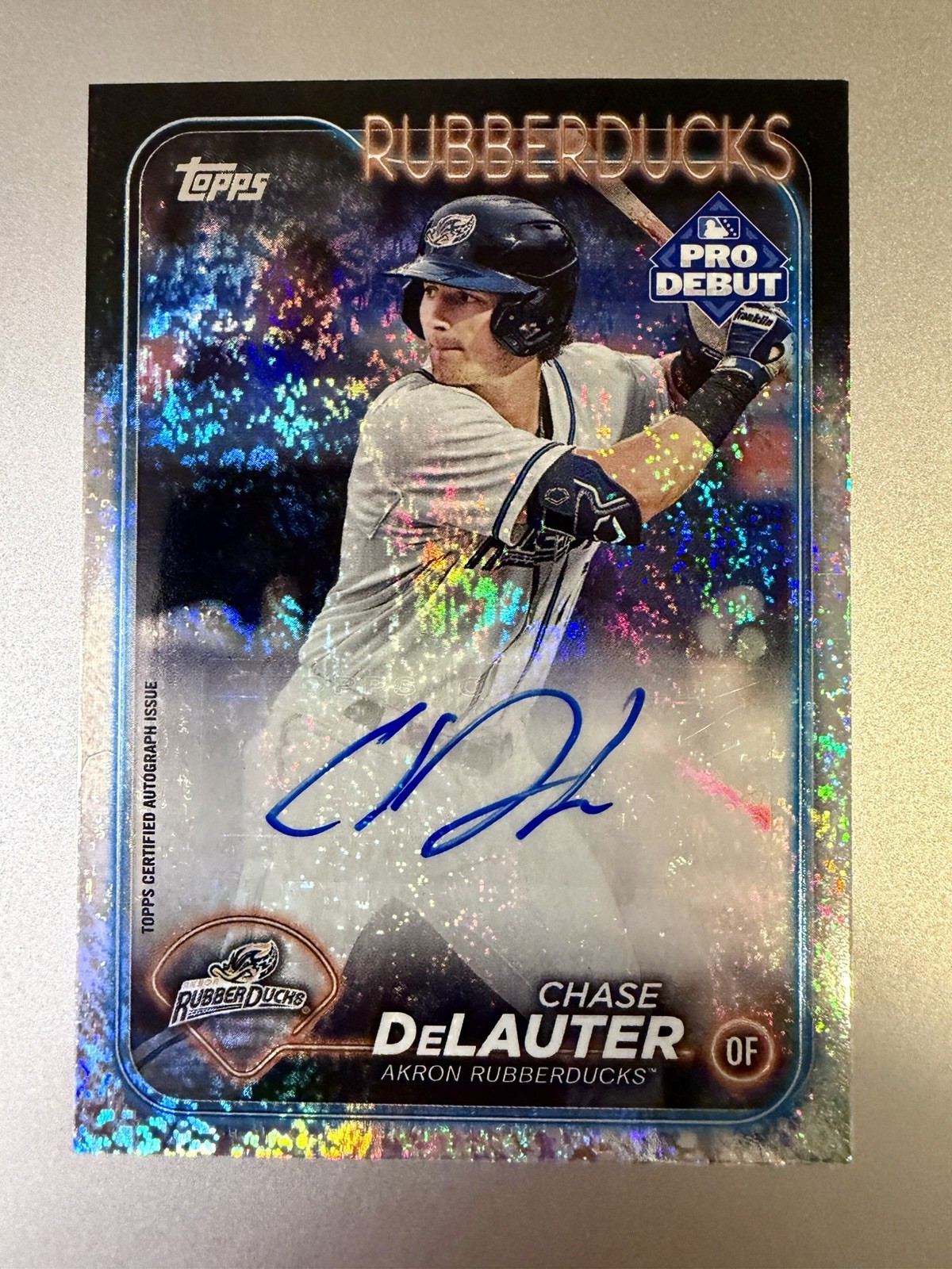 2024 Topps Pro Debut Chase DeLauter 02/179 Sparkle Foil Debut Auto #PD-197