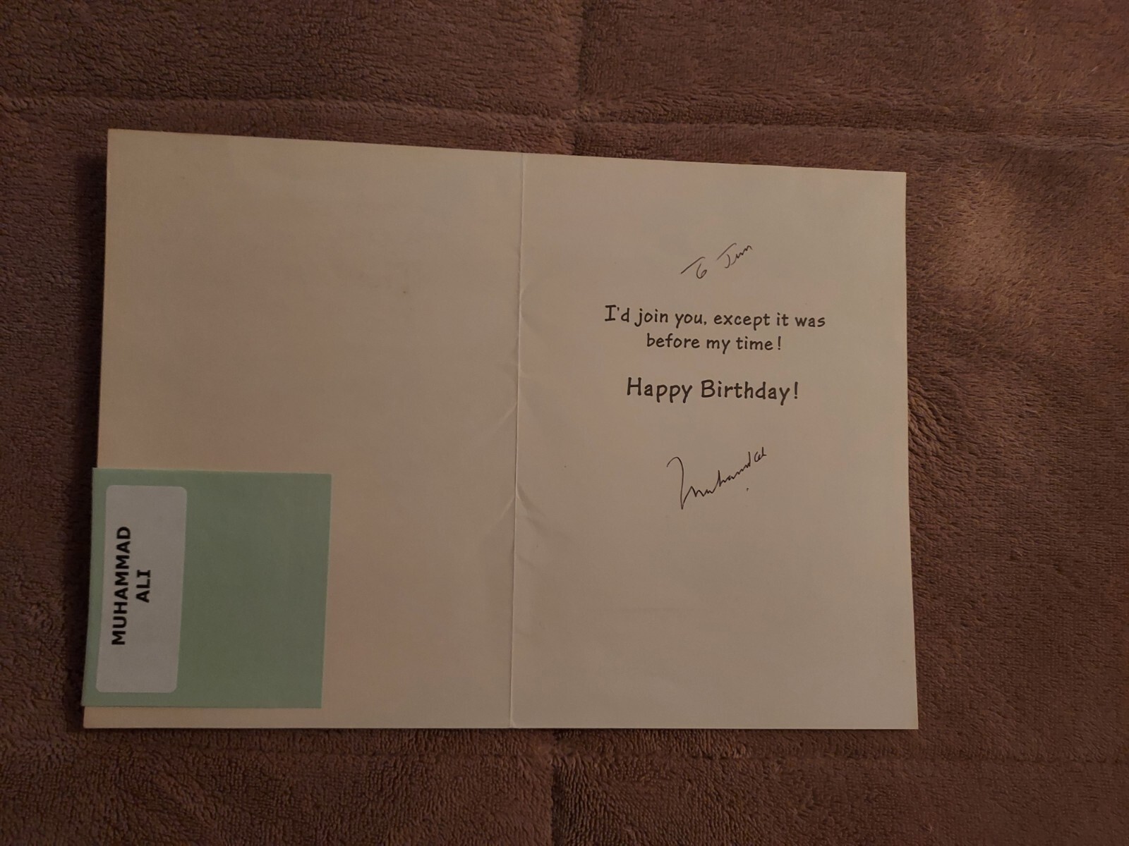 Muhammad Ali Hand-Signed Birthday Card EXTREMELY RARE; Read description
