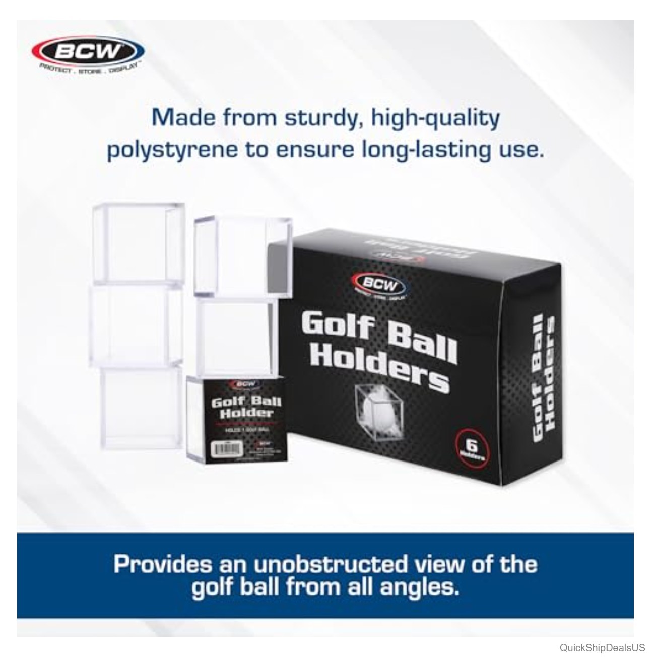 Golf Ball Display Case Clear Polystyrene Single Holder for Collectible Storage