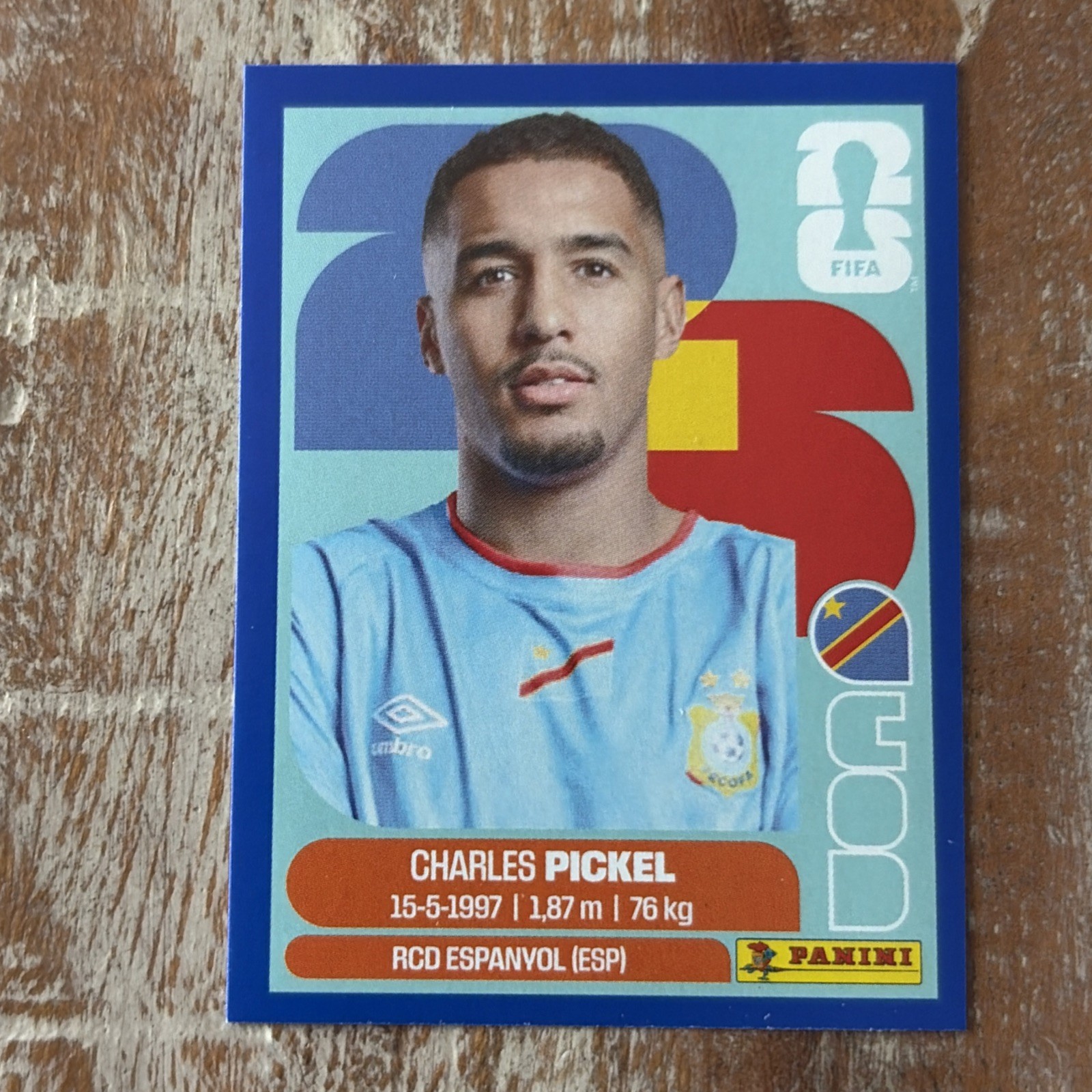 Charles Pickel Panini FIFA World Cup 2026 Blue Crumple Parallel Sticker COD8