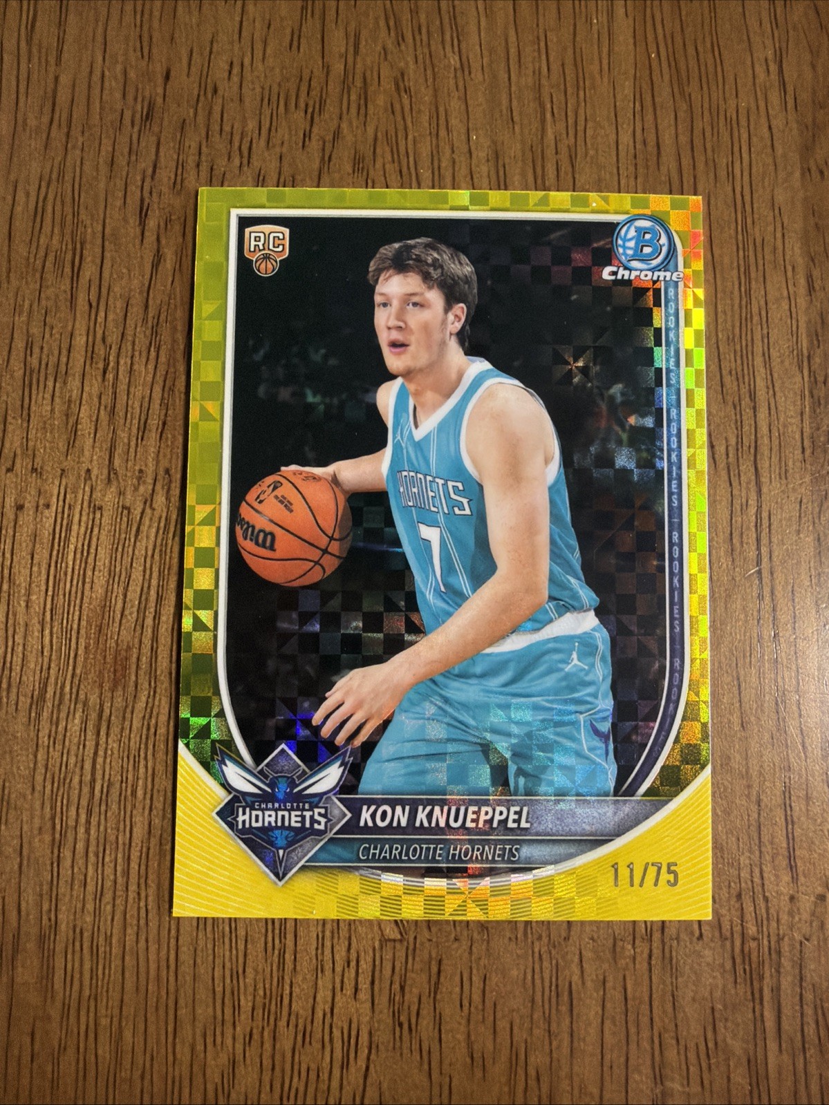 2025-26 Bowman Chrome Kon Knueppel Xfractor #/75 Rookie RC Hornets 🐝
