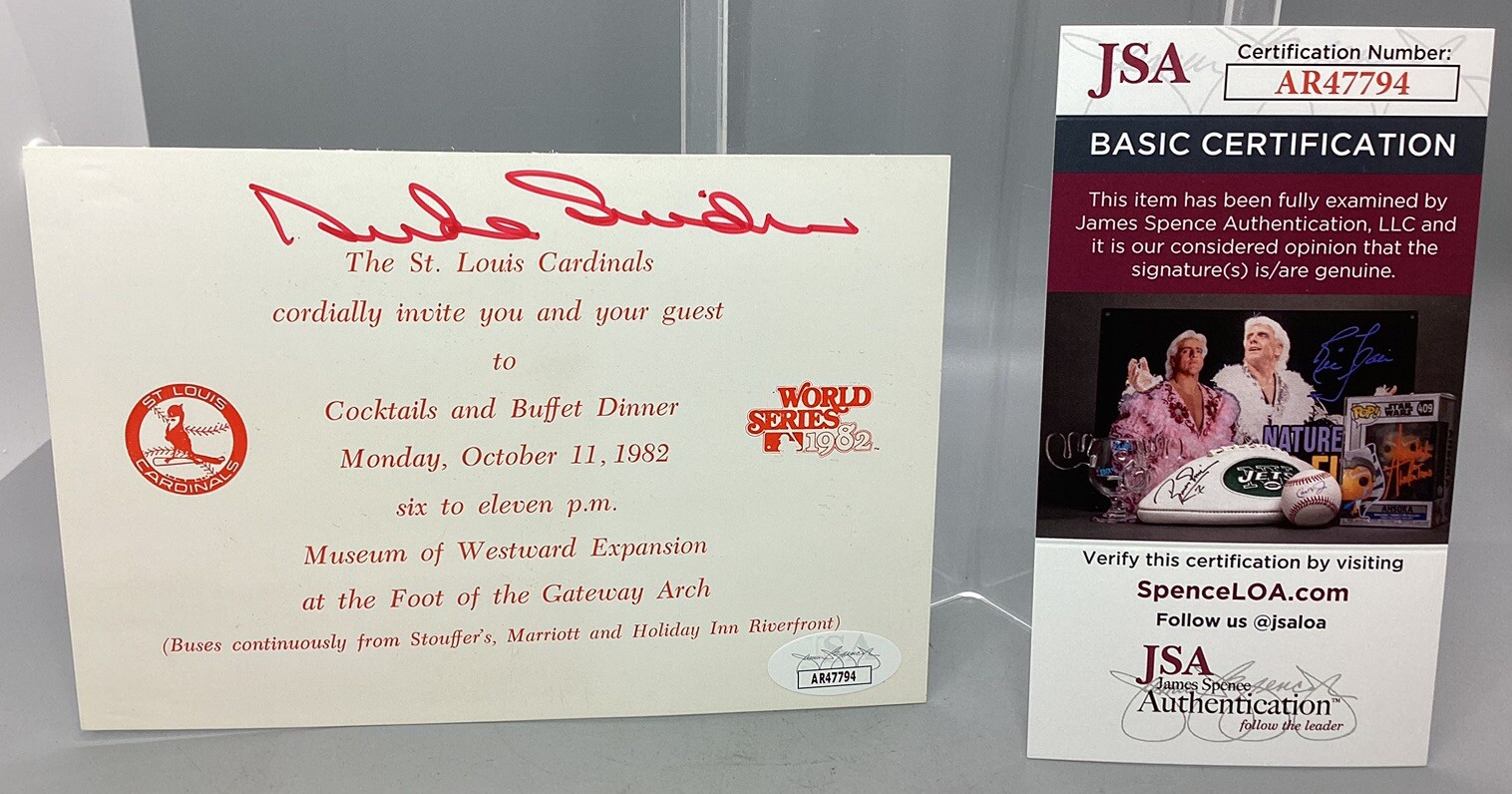 Duke Snider – Autographed Invitation – JSA Certification