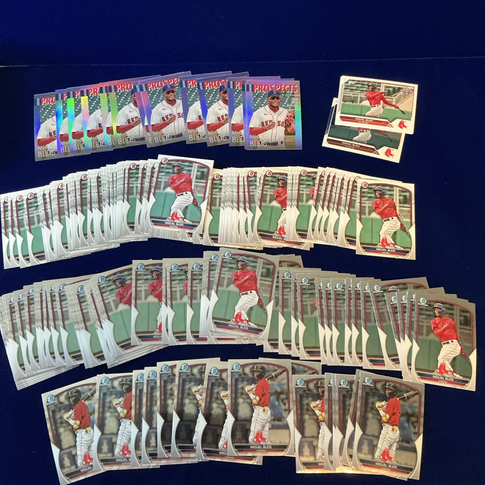 Miguel Bleis 170 card lot – Bowman Paper Chrome Topps Pro Debut Inserts