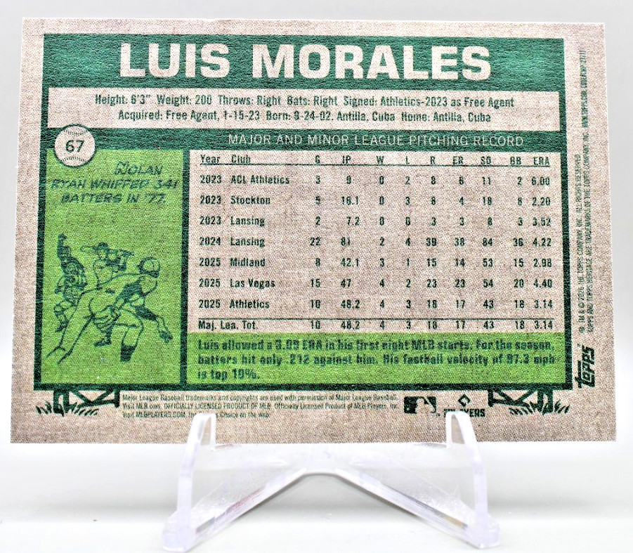 2026 Topps Heritage – Luis Morales #67 Athletics (RC)
