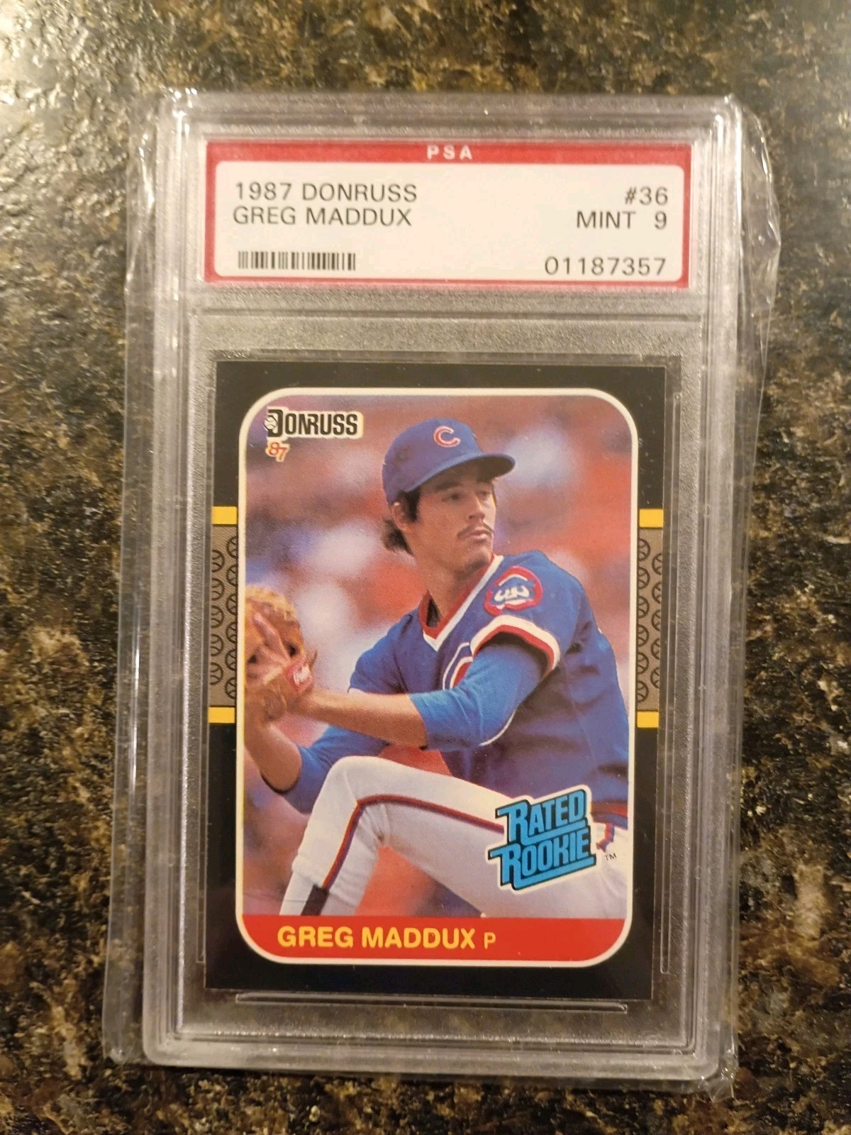 1987 Donruss #36 Greg Maddux RC Rookie HOF Chicago Cubs PSA 9 MINT