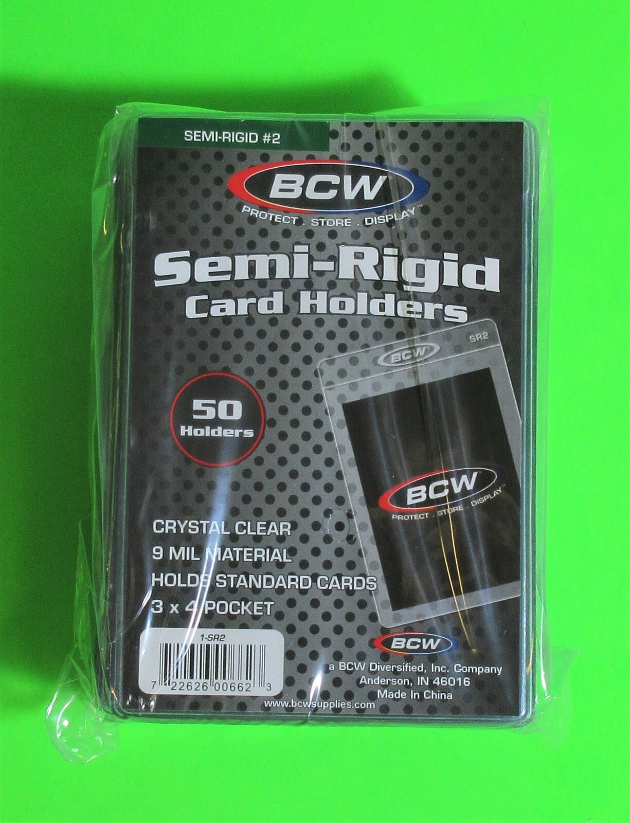 50 SEMI-RIGID CARD HOLDER #2 FOR TRADING CARDS 9 MIL, STANDARD CARD 3X4 SIZE SR2