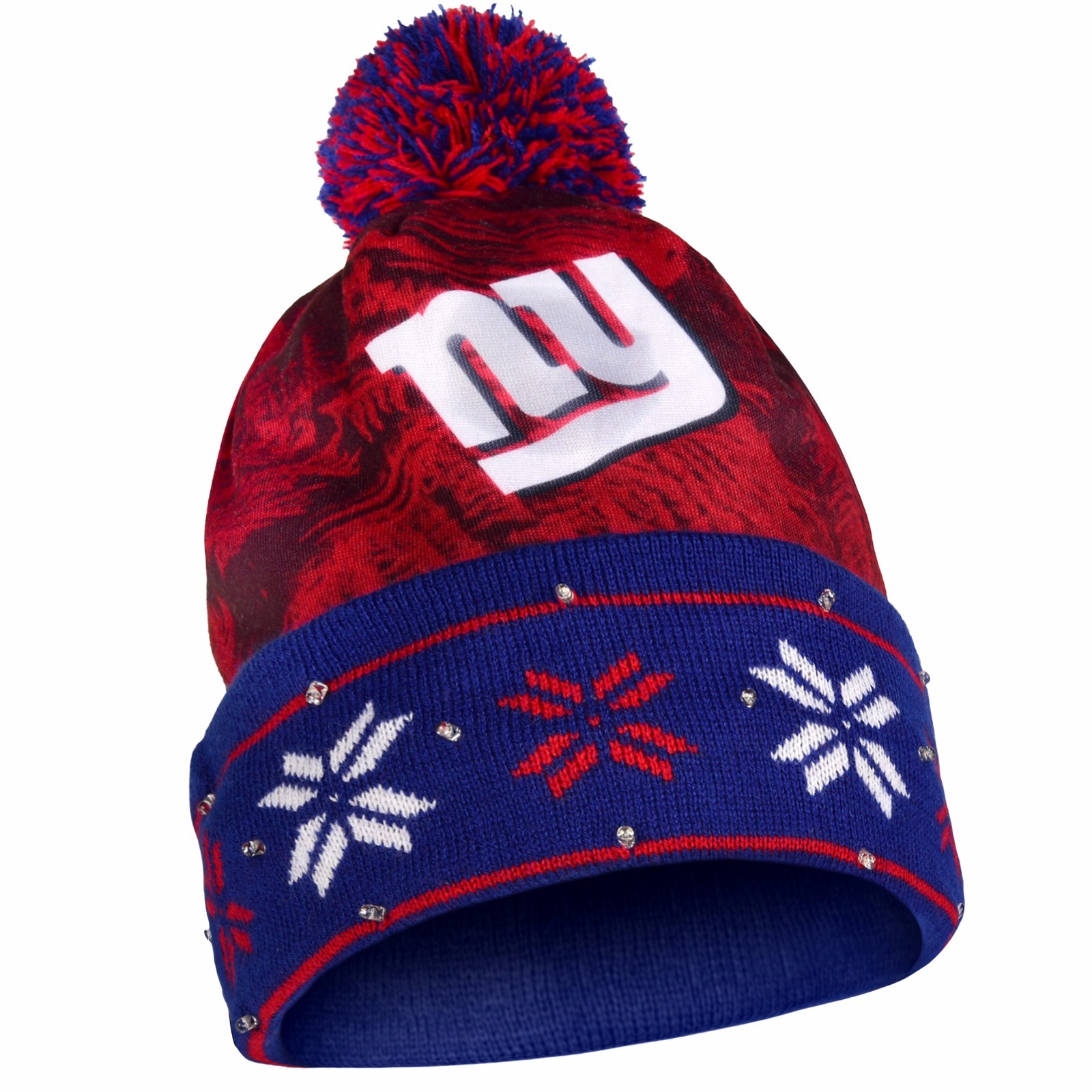 New York Giants Big Logo Light Up Printed Beanie Winter Hat Toque Cuffed Pom New