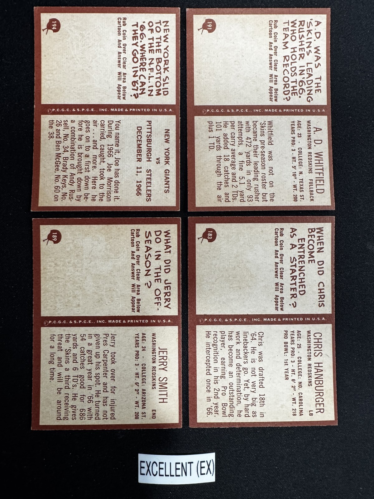 1967 Philadelphia Football Cards 1-198 (P-NM) – You Pick – Complete Your Set