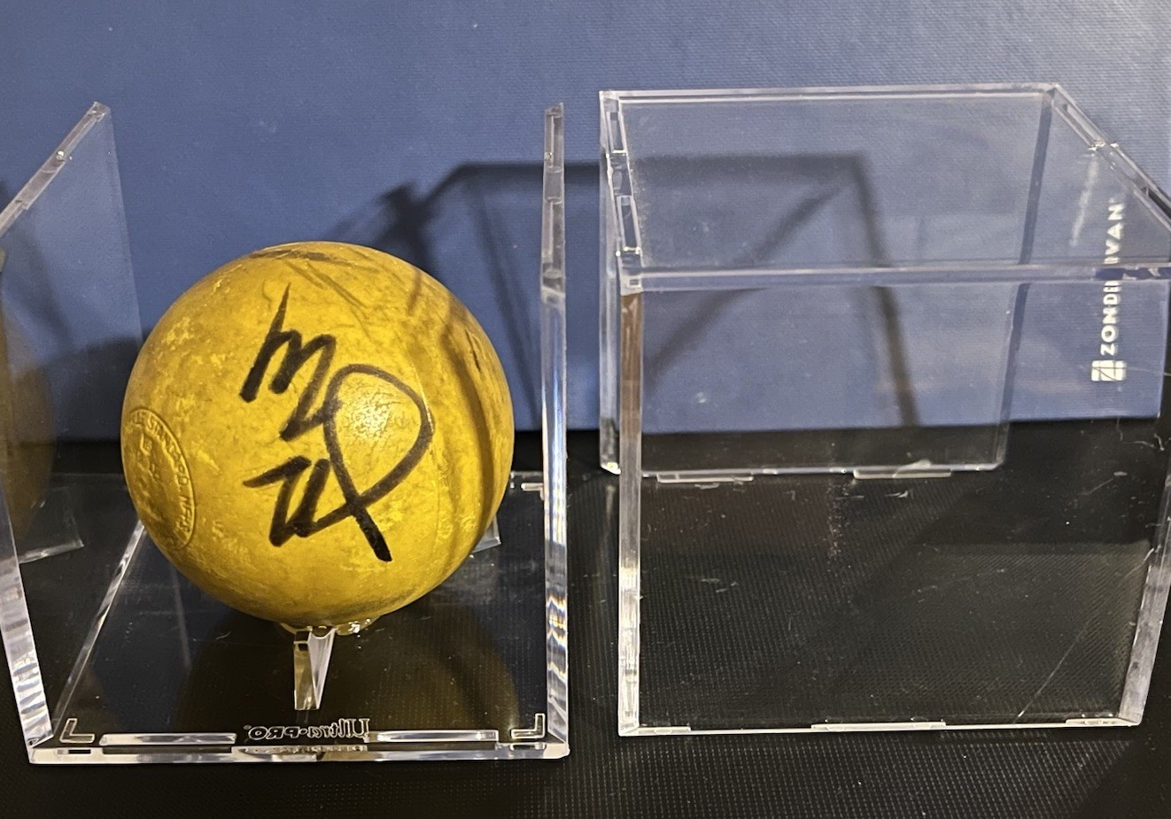 John Grant Jr Autographed Yellow Lacrosse Ball Signed Lax Legend W/ Display Case