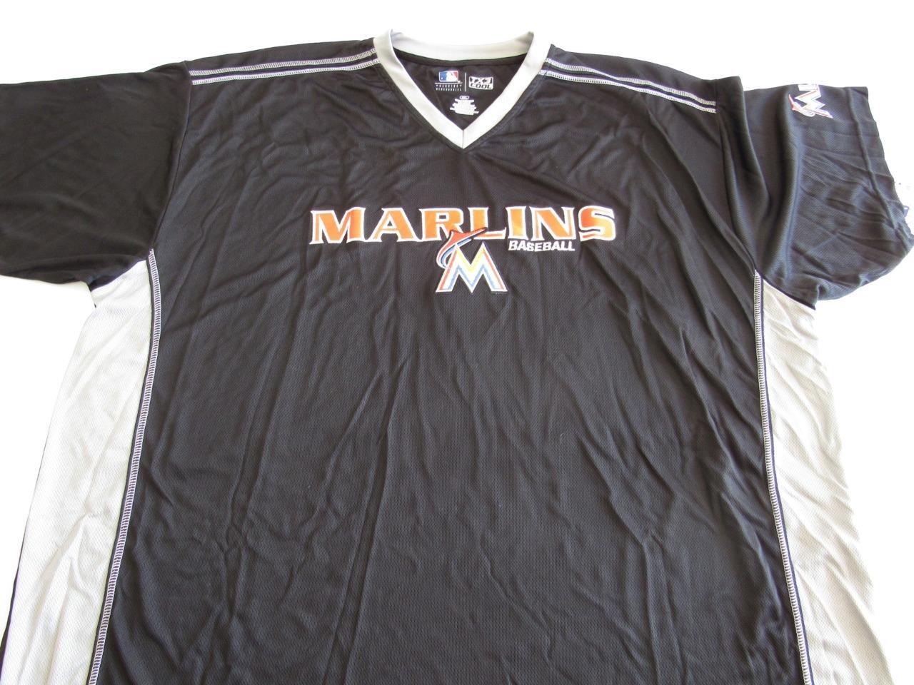 NEW Miami Marlins Baseball Mens Sizes 3XL-4XL Black TX3Cool Polyester Shirt