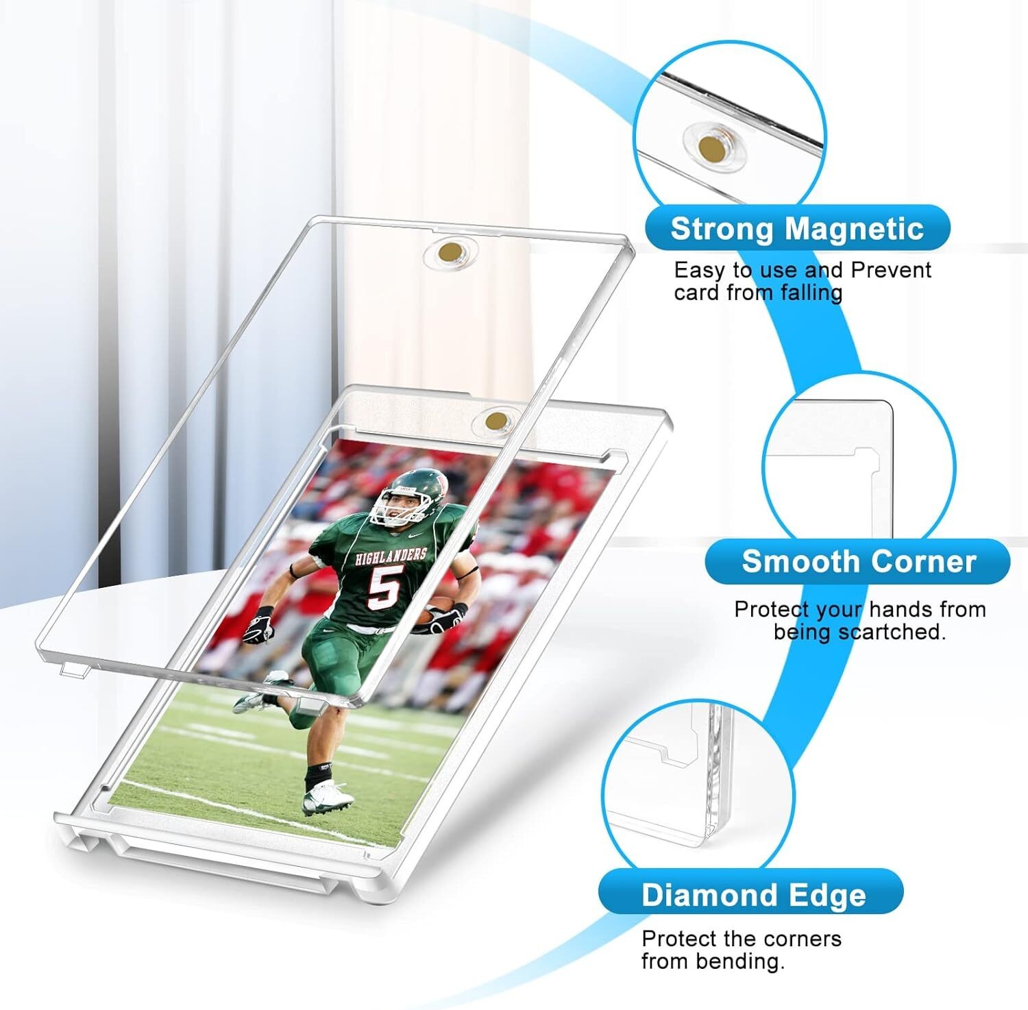 25 Pack Ultra Clear One Touch Magnetic Card Holder For 35PT Trading Sports Cards