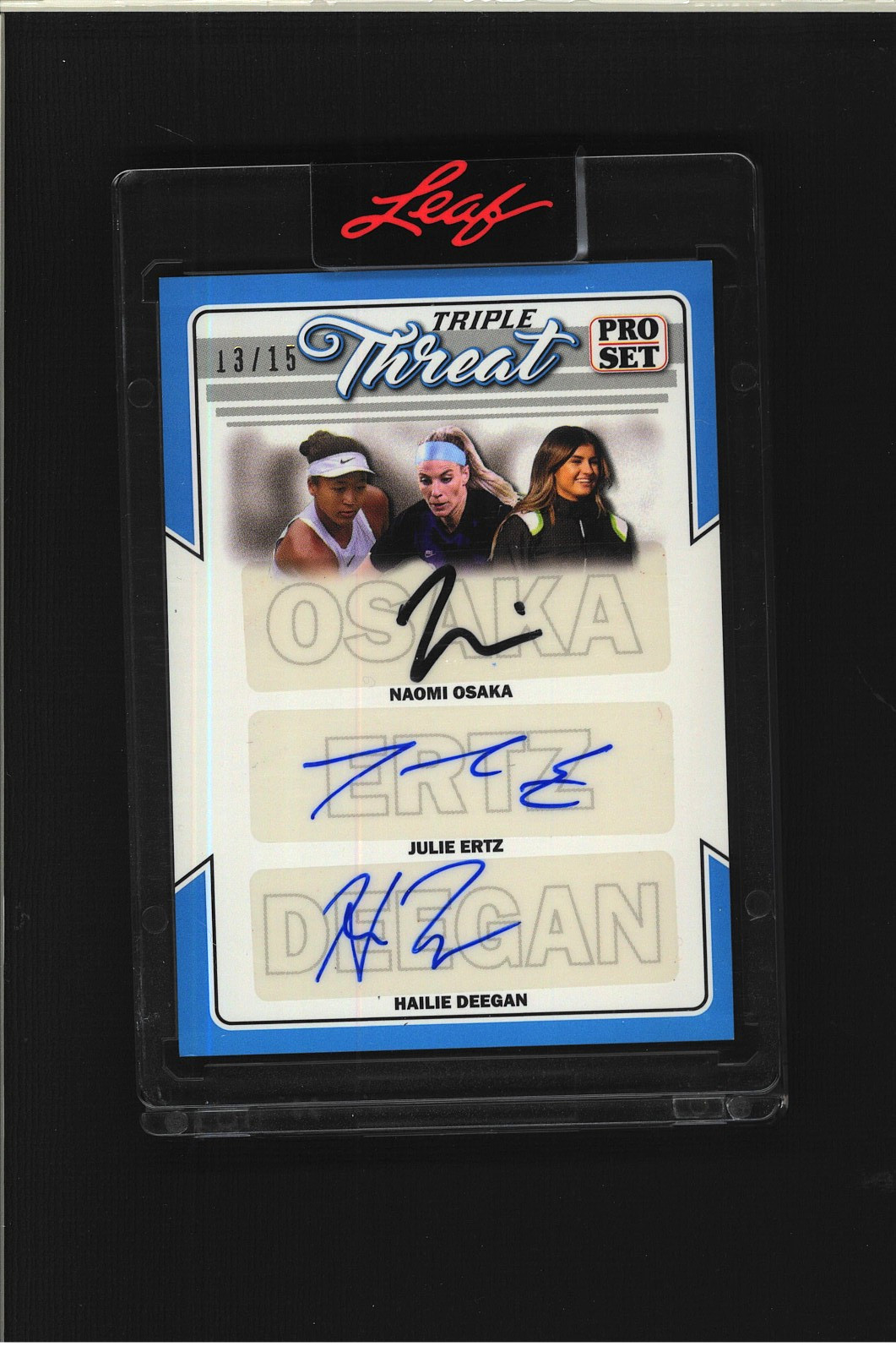 Hailee Deegan Autograph #/15 TRIPLE PRO SET Julie Ertz Naomi Osaka Auto Blue