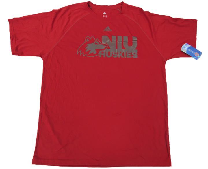 NIU Northern Illinois Huskies Mens Sizes S-M-L-XL-2XL Red Adidas Polyester Shirt