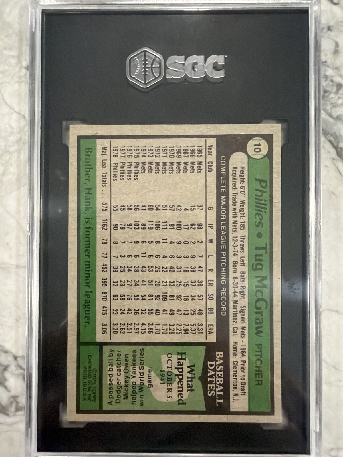 1979 Topps Burger King – Restaurant Philadelphia Phillies Tug McGraw #10