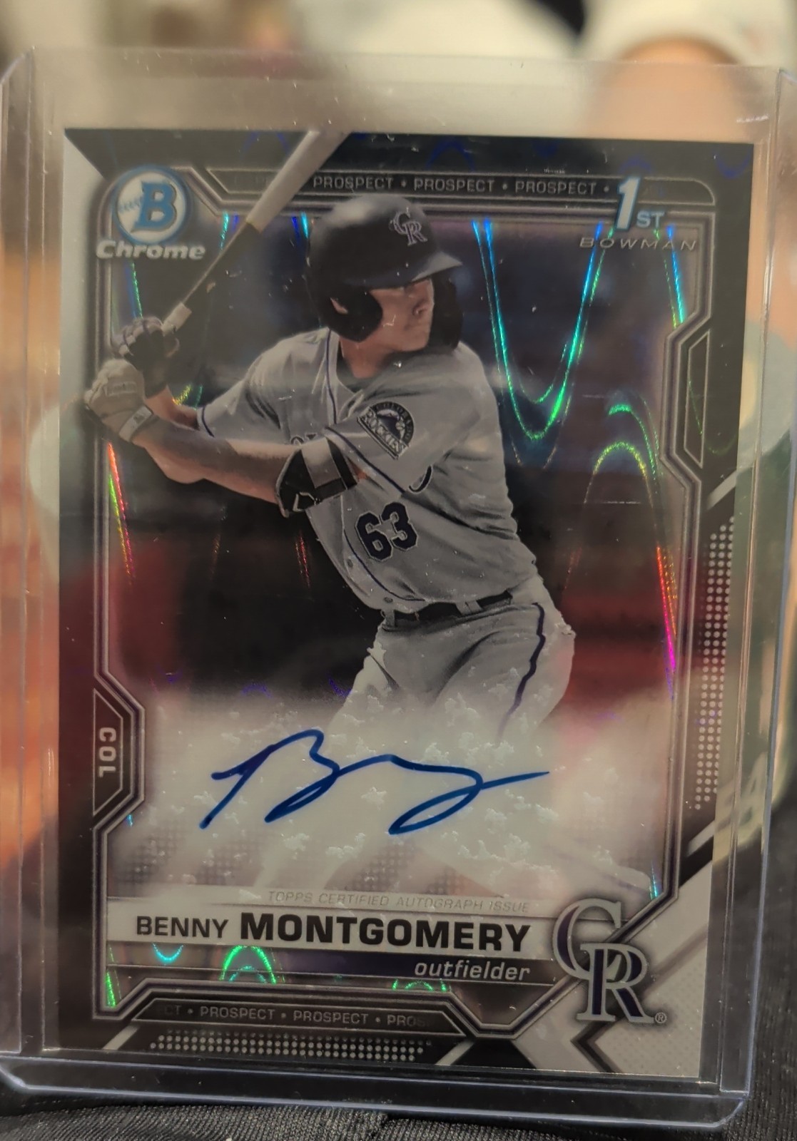 2021 Bowman Draft-Chrome Pick Auto Benny Montgomery Black & White RayWave Rfrctr