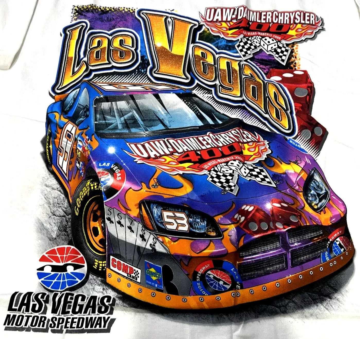 Vintage NASCAR Racing Shirts Las Vegas (Old Venders Stock) (4-Pack) (Size Large)