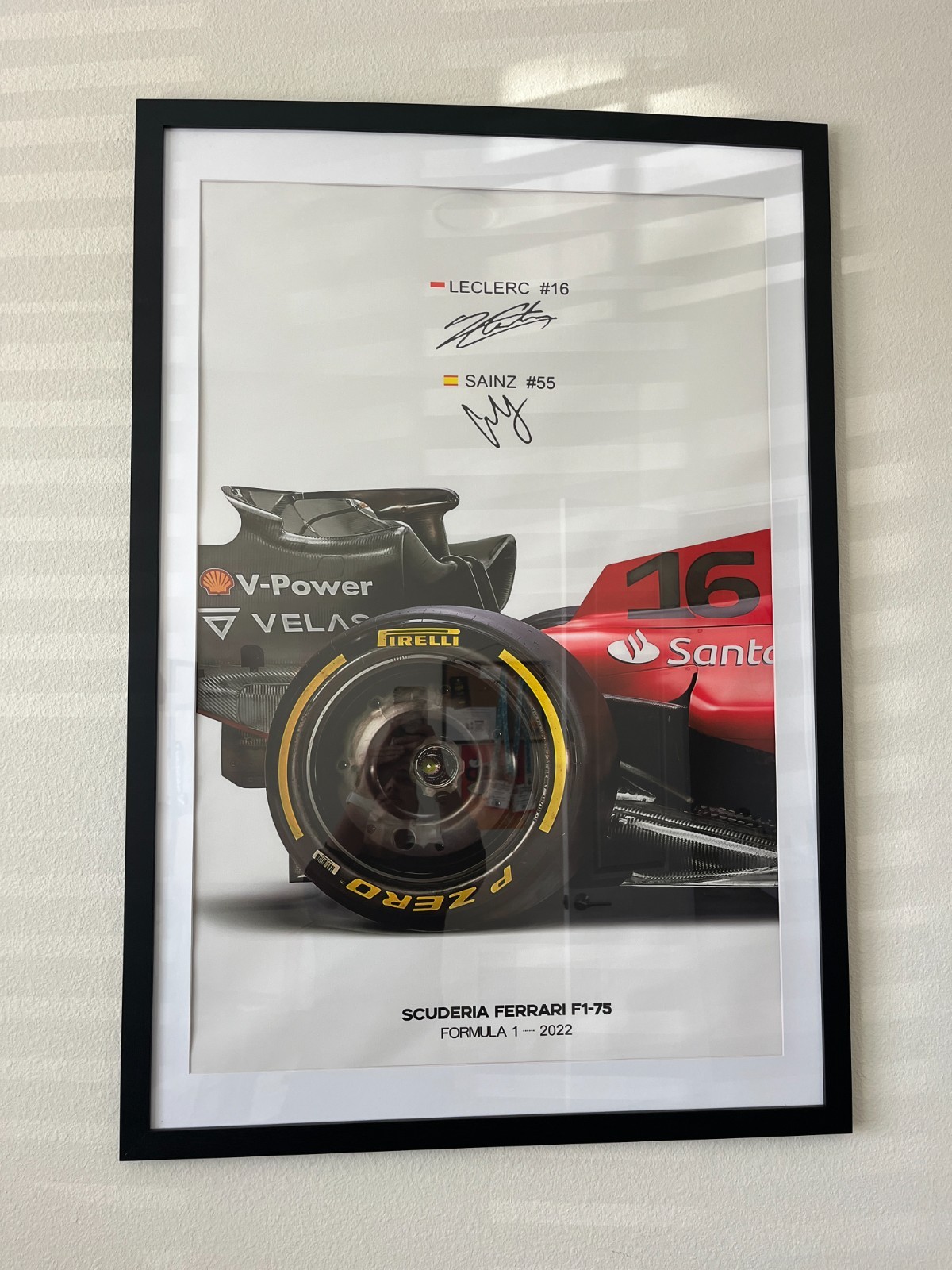 Scuderia Ferrari F1-75 Canvas 2022–Leclerc & Sainz Signatures–60x40in (Unframed)