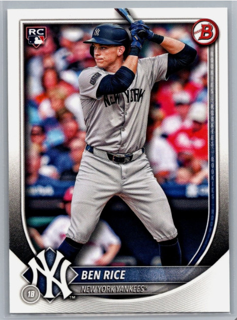 BEN RICE #85 2025 BOWMAN MLB BASEBALL 1st ROOKIE RC NY YANKEES CARD top prospect