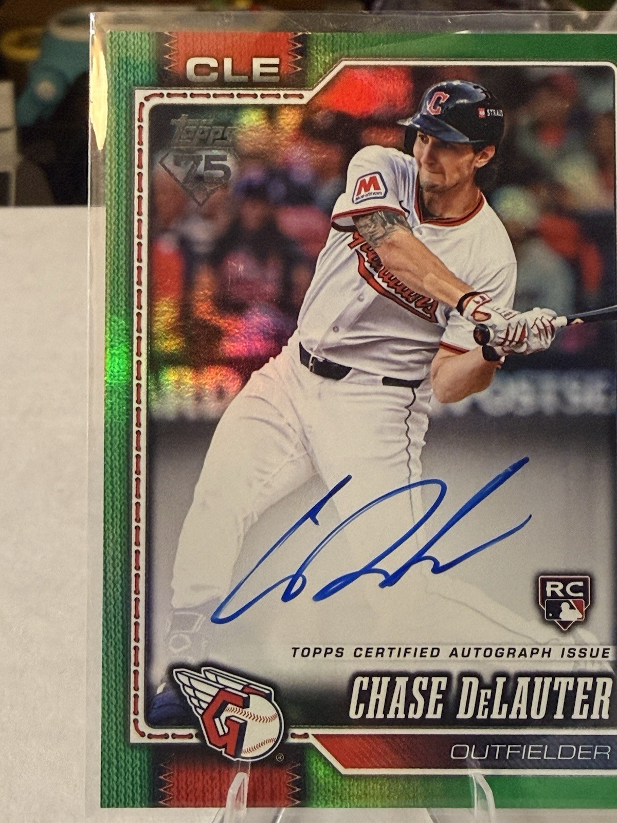 2026 Topps #458 Chase DeLauter Green Real One Auto #/99 Rookie Card