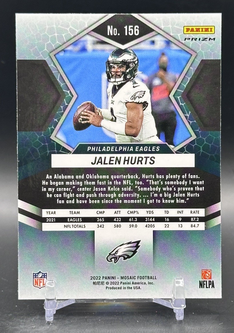 2022 Panini Mosaic Jalen Hurts Silver Mosaic Prizm Philadelphia Eagles #156